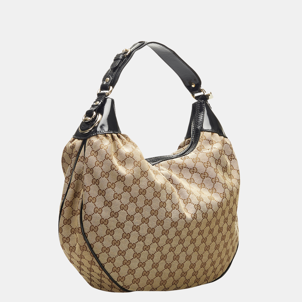 

Gucci Brown GG Canvas Half Moon Hobo