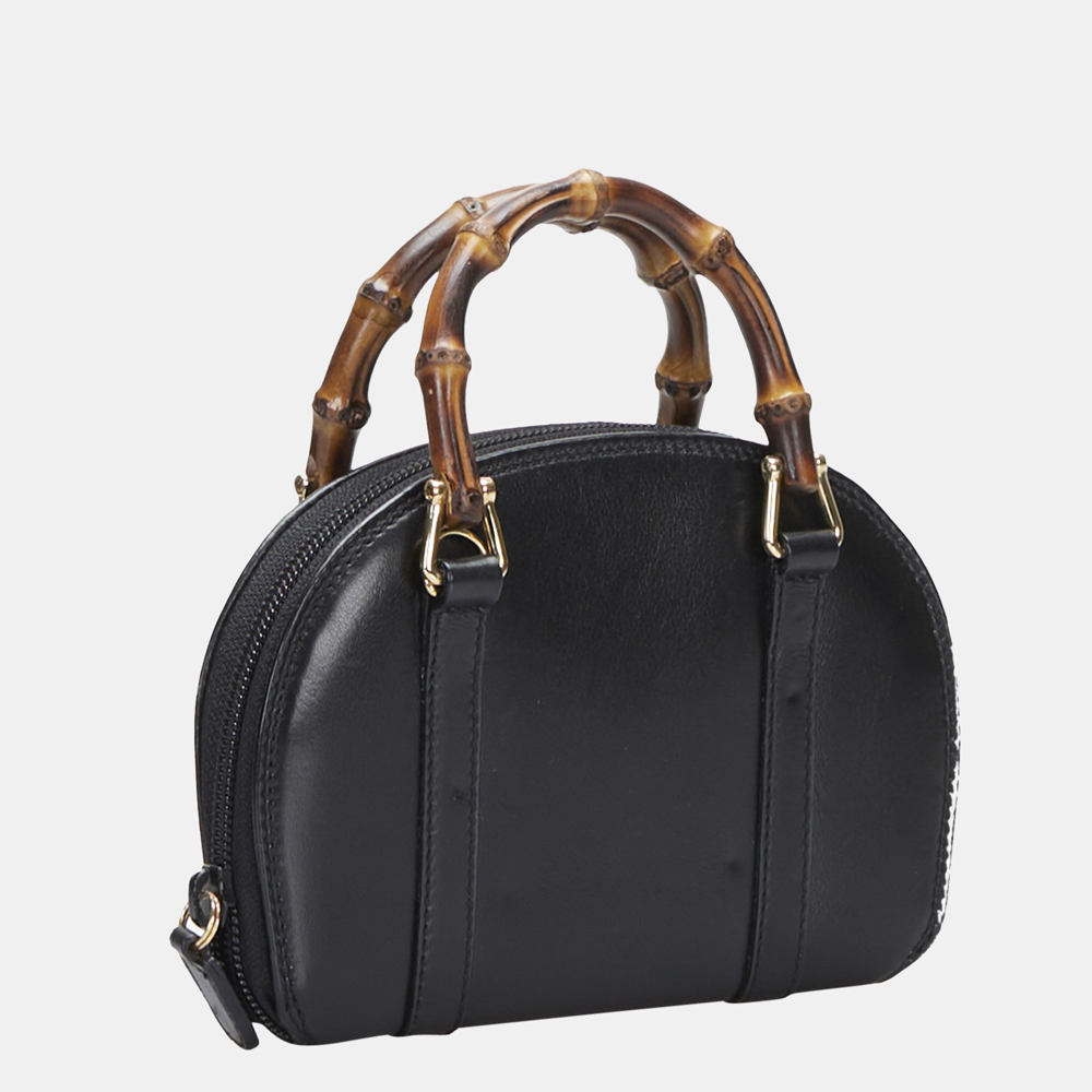 

Gucci Black Leather Mini Bamboo Handle Bag