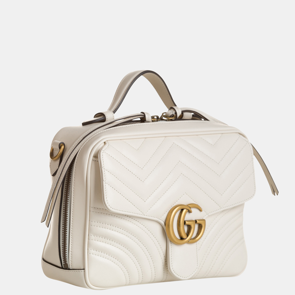 

Gucci White Small GG Marmont Matelasse Top Handle