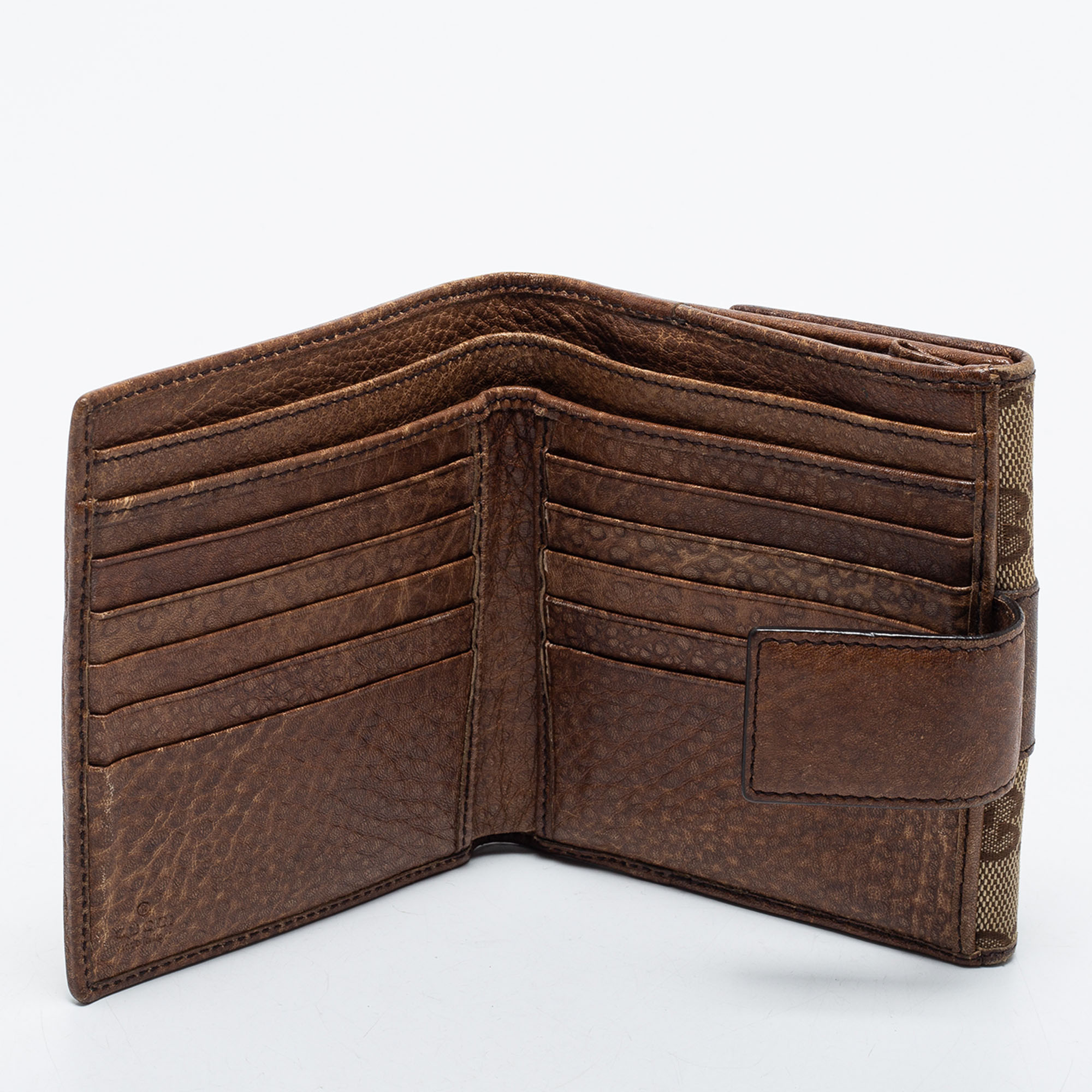 

Gucci Brown/Beige GG Canvas and Leather Flap French Wallet