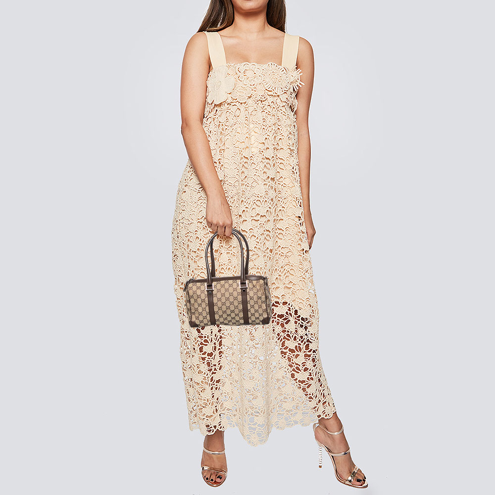 

Gucci Beige/Brown GG Canvas and Leather Boston Bag