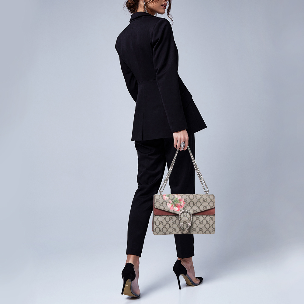 

Gucci Beige/Burgundy Bloom GG Supreme Canvas and Suede Small Dionysus Shoulder Bag
