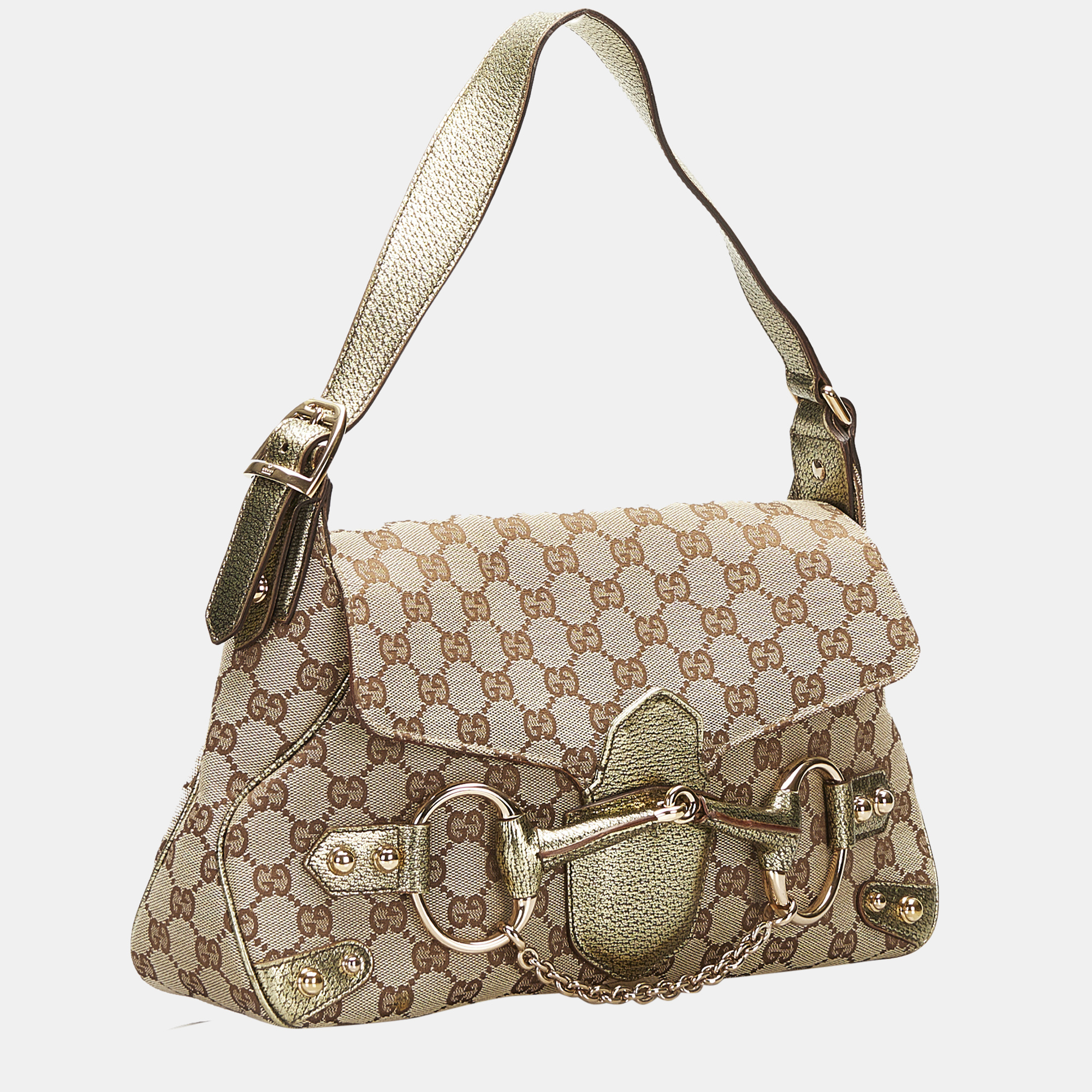 

Gucci Grey GG Canvas Horsebit Shoulder Bag