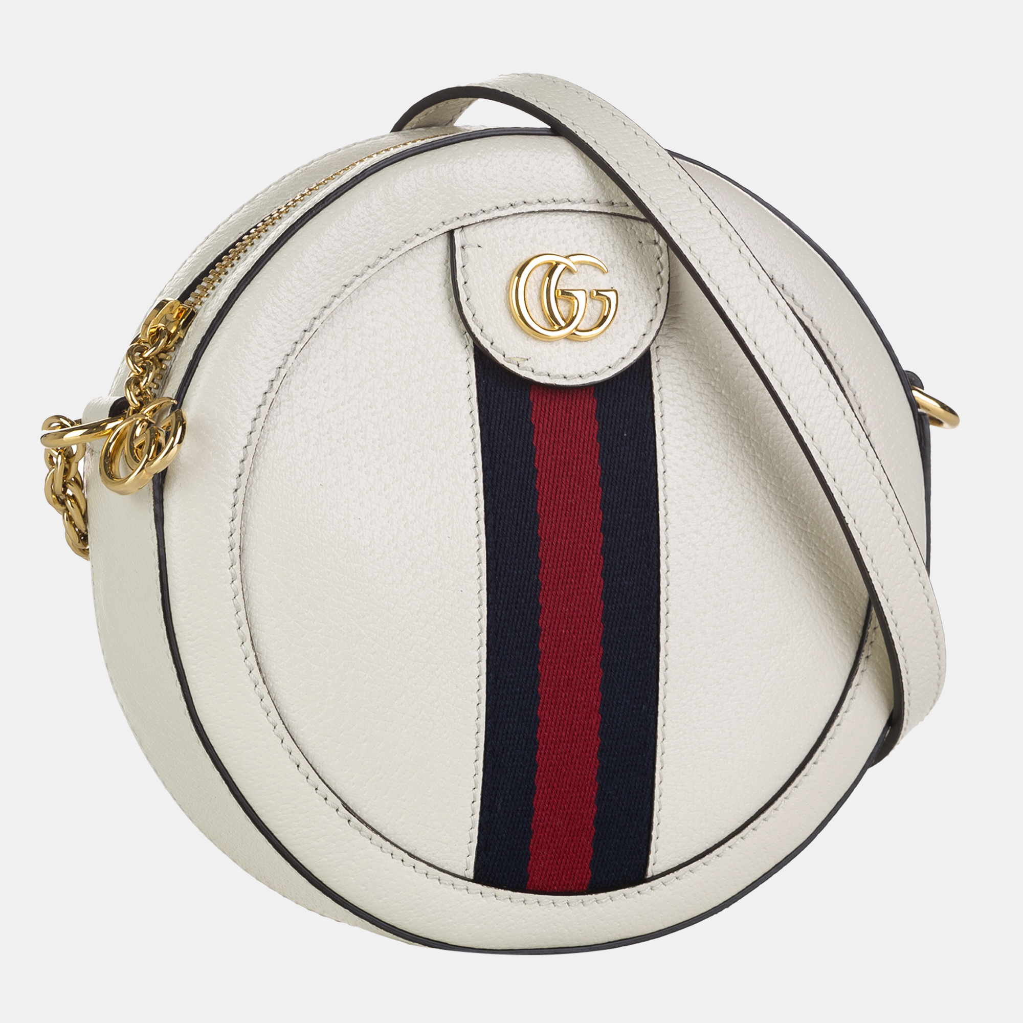 

Gucci White Mini Round Ophidia Leather Crossbody Bag