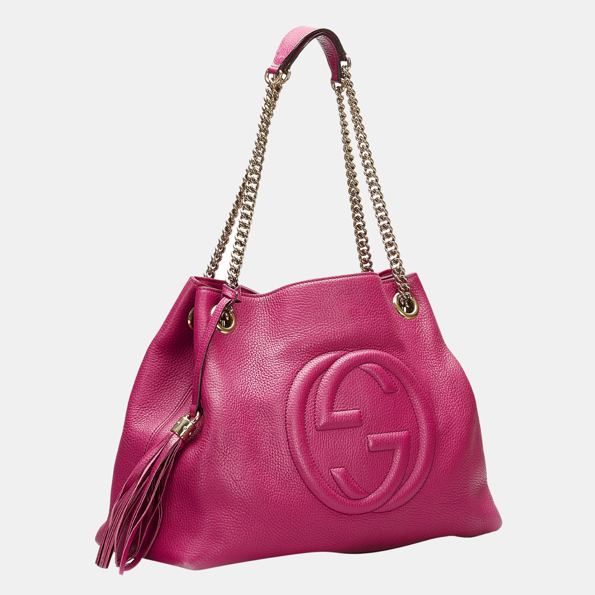 

Gucci Pink Soho Chain Leather Tote Bag