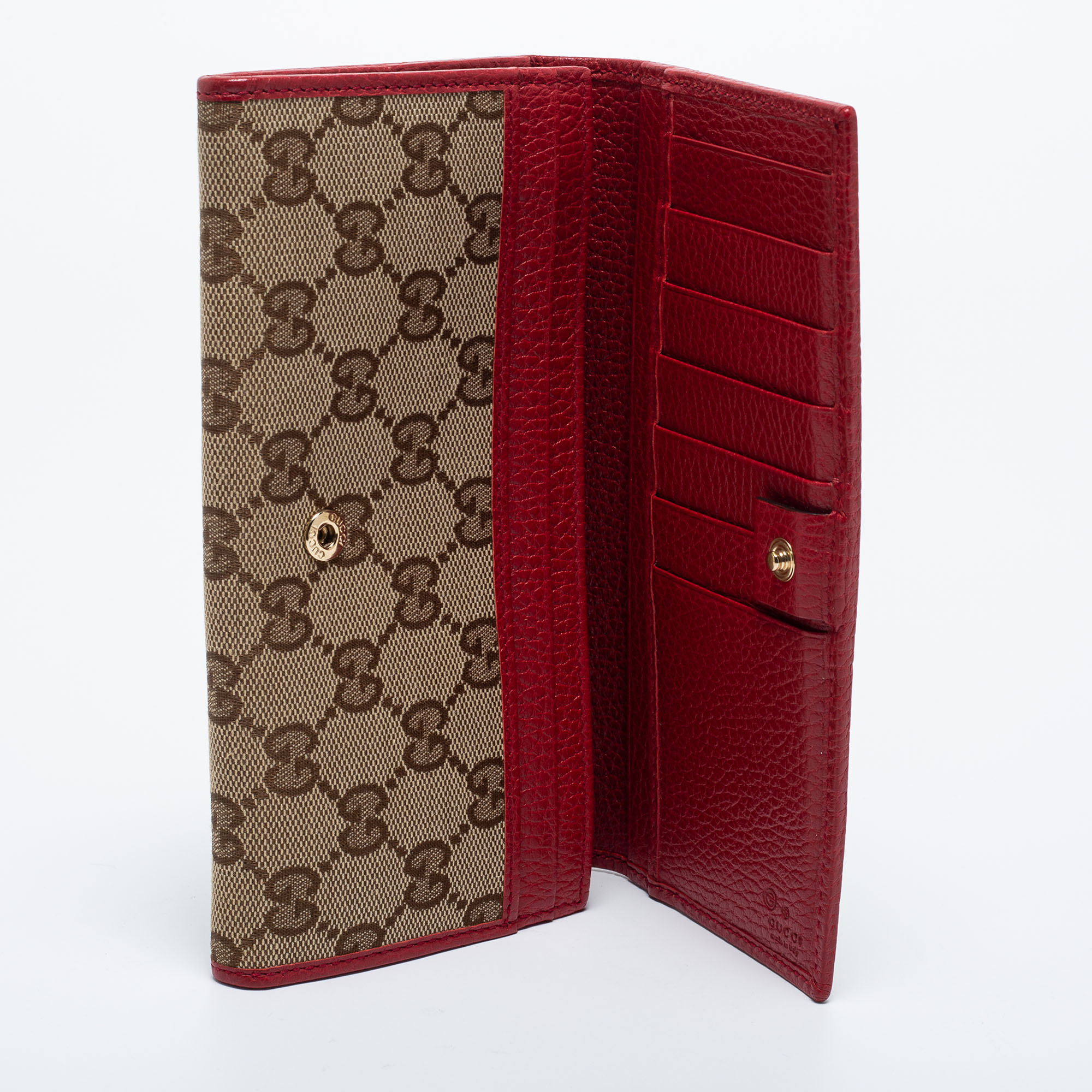 

Gucci Brown/Red GG Canvas and Leather Flap Continental Wallet