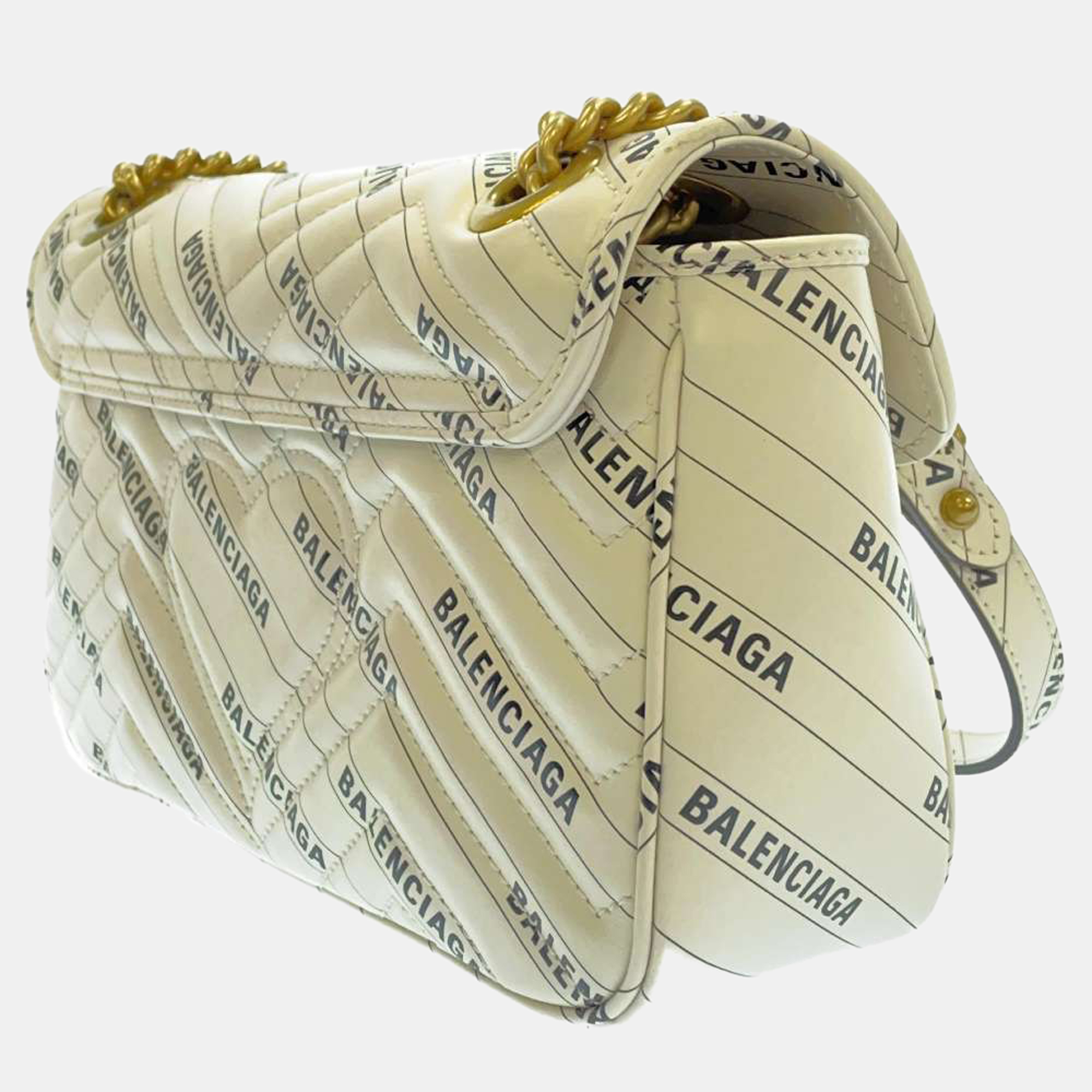 

Gucci x Balenciaga Beige Leather GG Marmont Matelassé Shoulder Bag