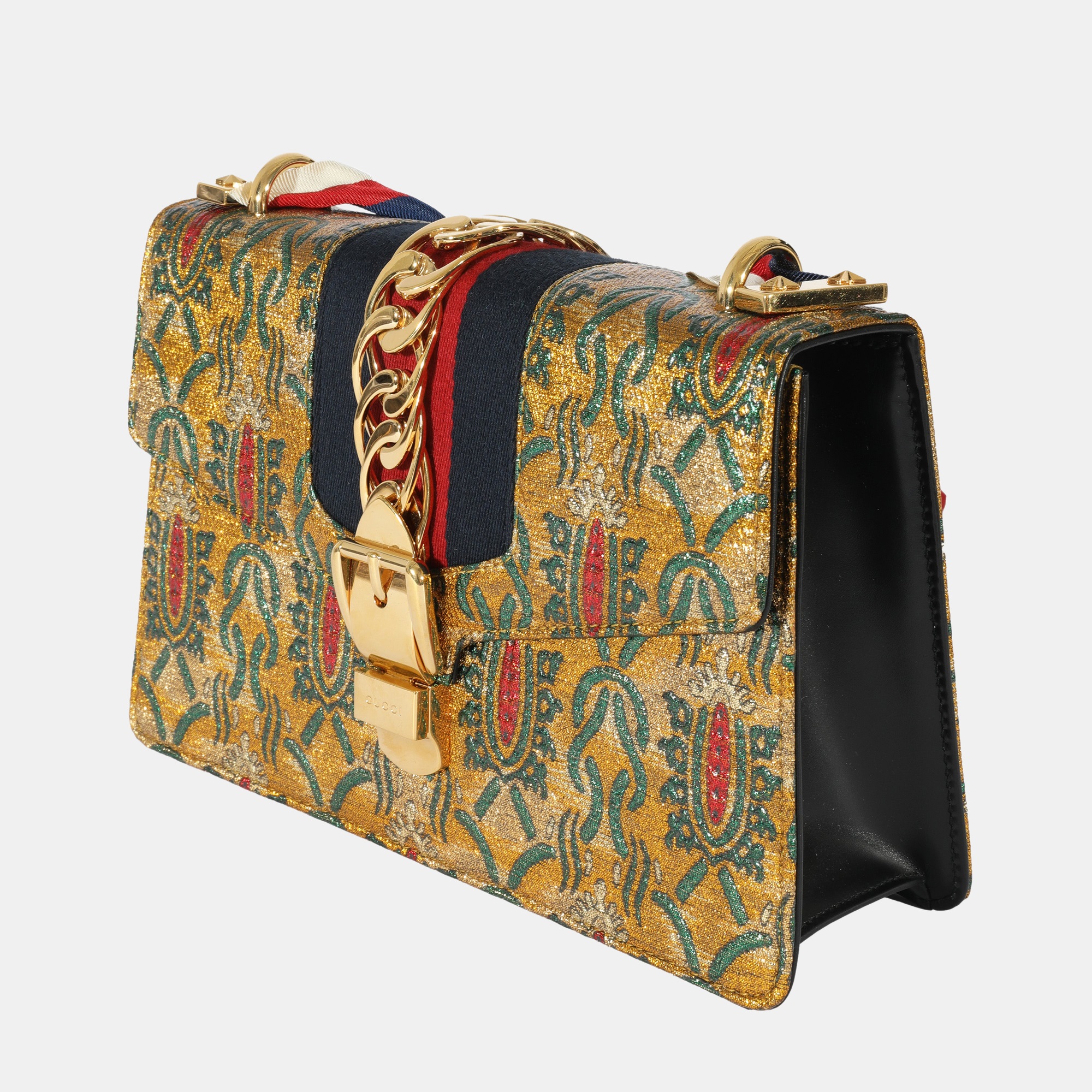 

Gucci Orange Web Jacquard Sylvie  Bag, Multicolor