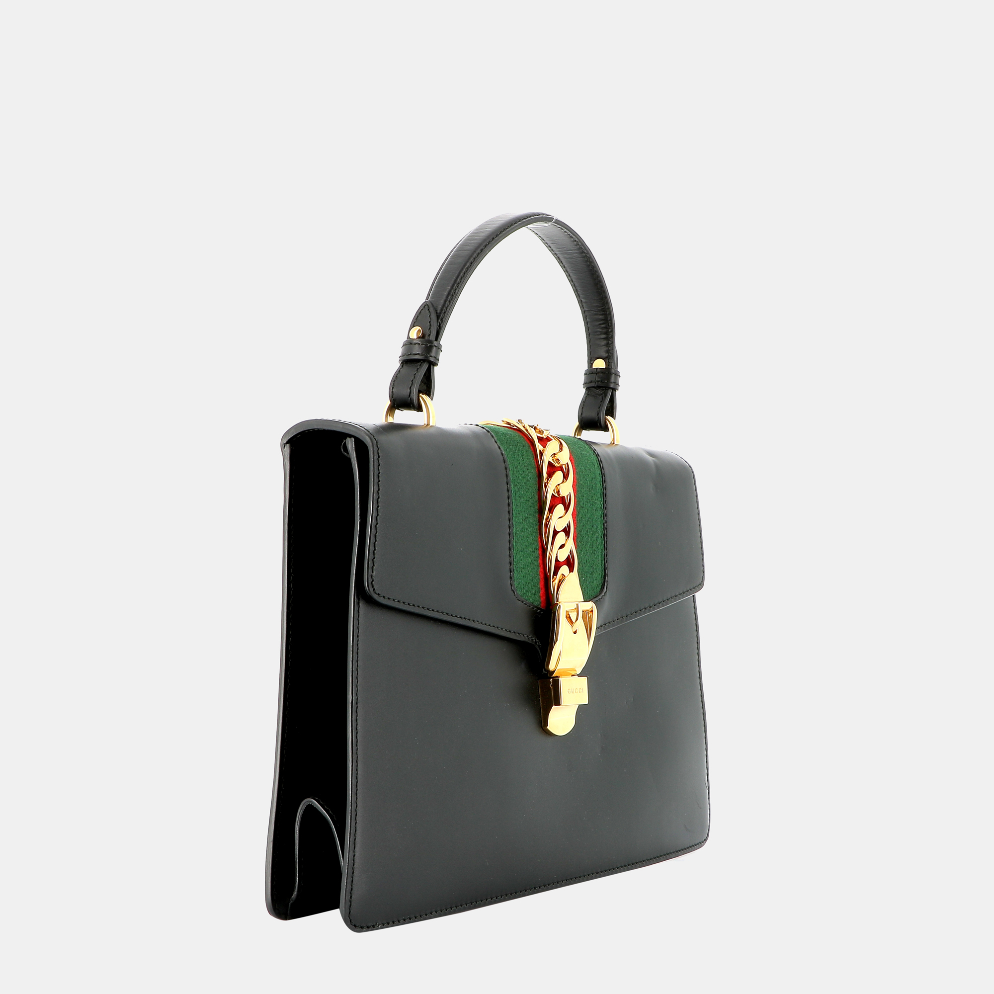 

Gucci Black Leather Sylvie  Top Handle Bag