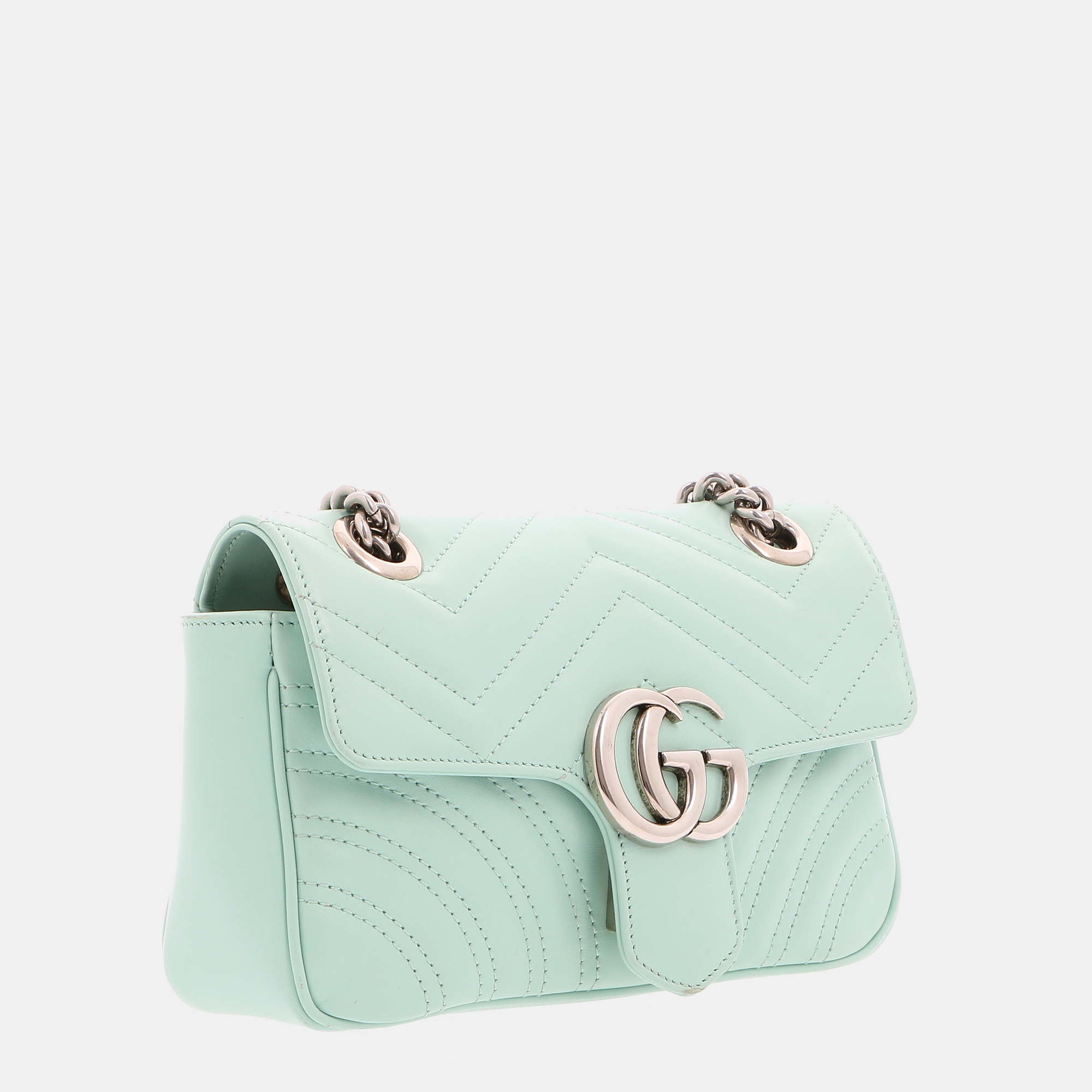 

Gucci Green Leather GG Marmont Shoulder Bag