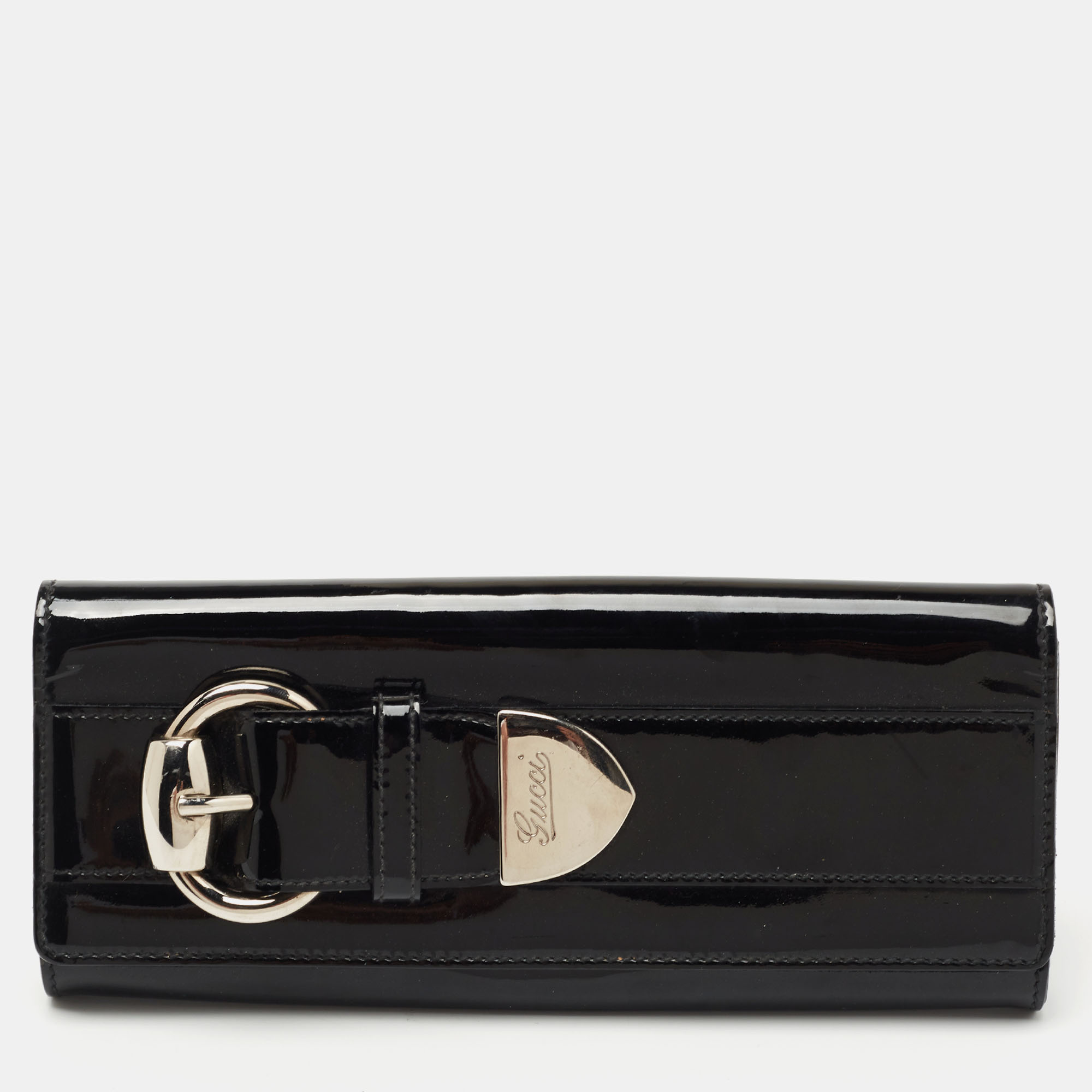 Pre-owned Gucci Black Patent Leather Romy Clutch