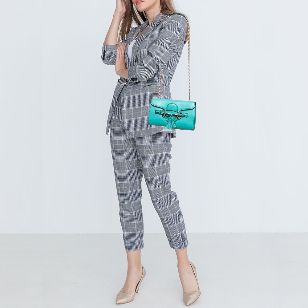 

Gucci Turquoise Leather Small Emily Shoulder Bag, Blue