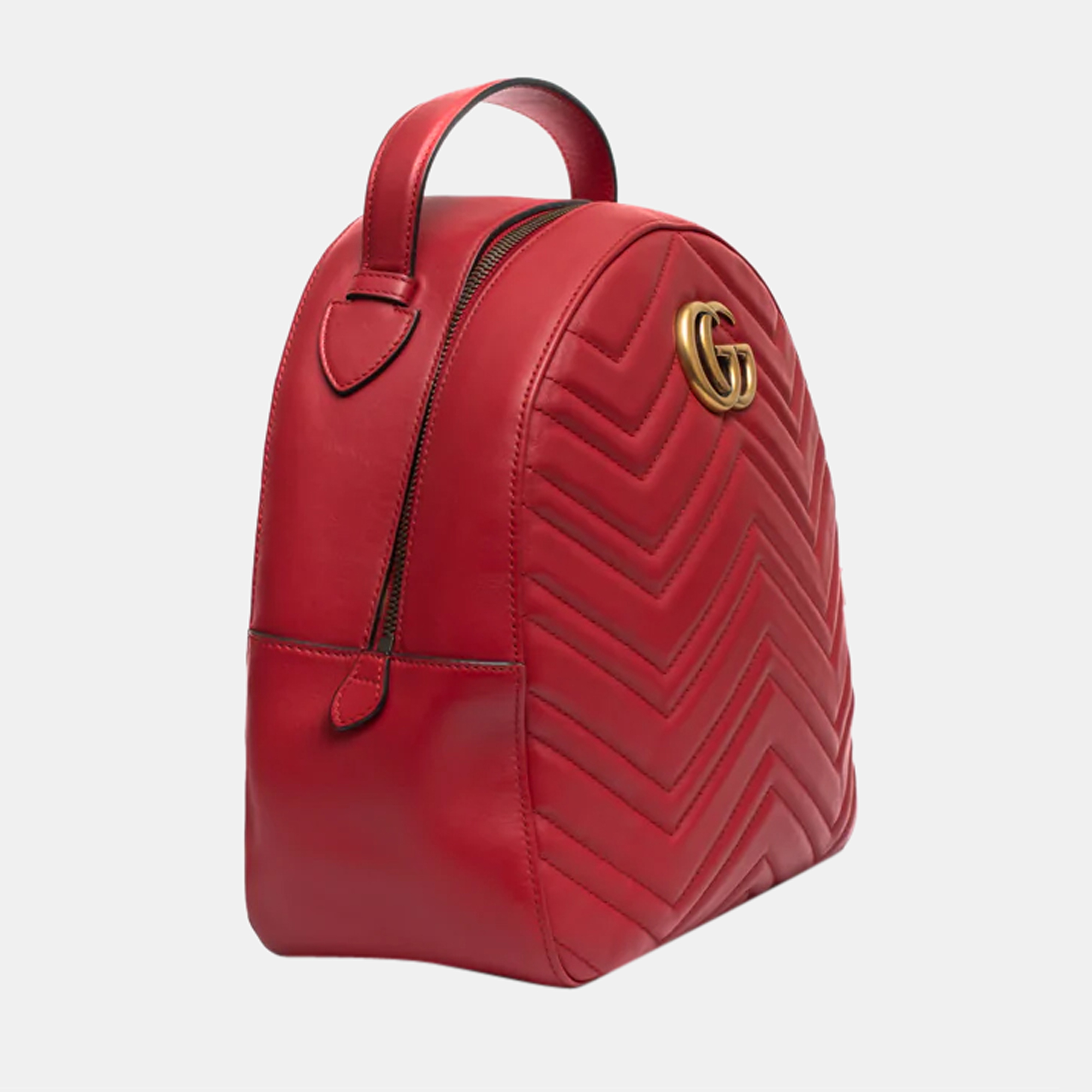 

Gucci Red Matelassé Leather GG Marmont Backpack