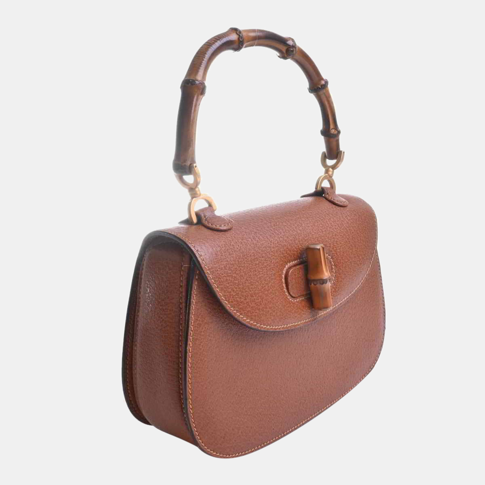 

Gucci Brown Leather Bamboo Small Top Handle Bag