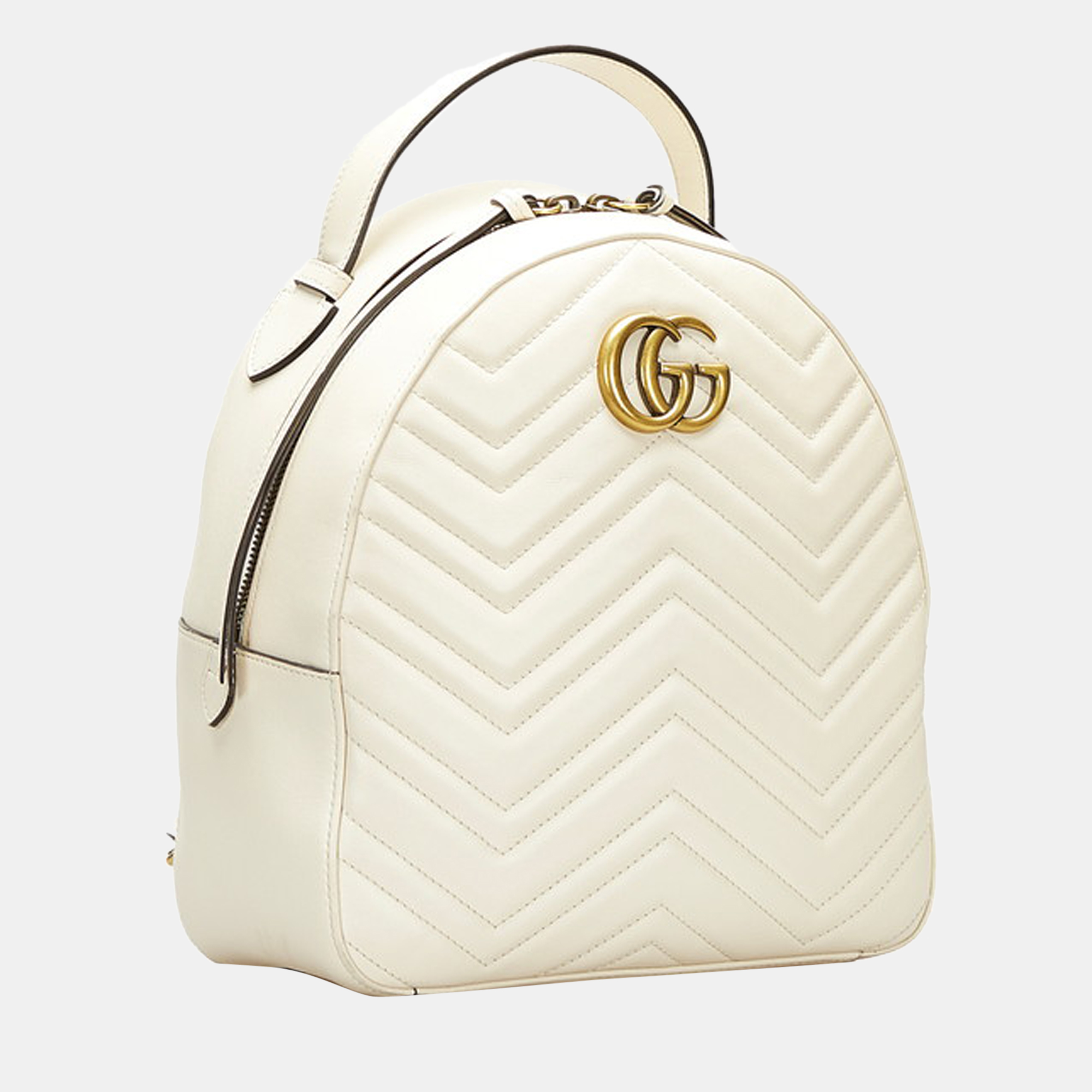 

Gucci White Leather GG Marmont Dome Backpack