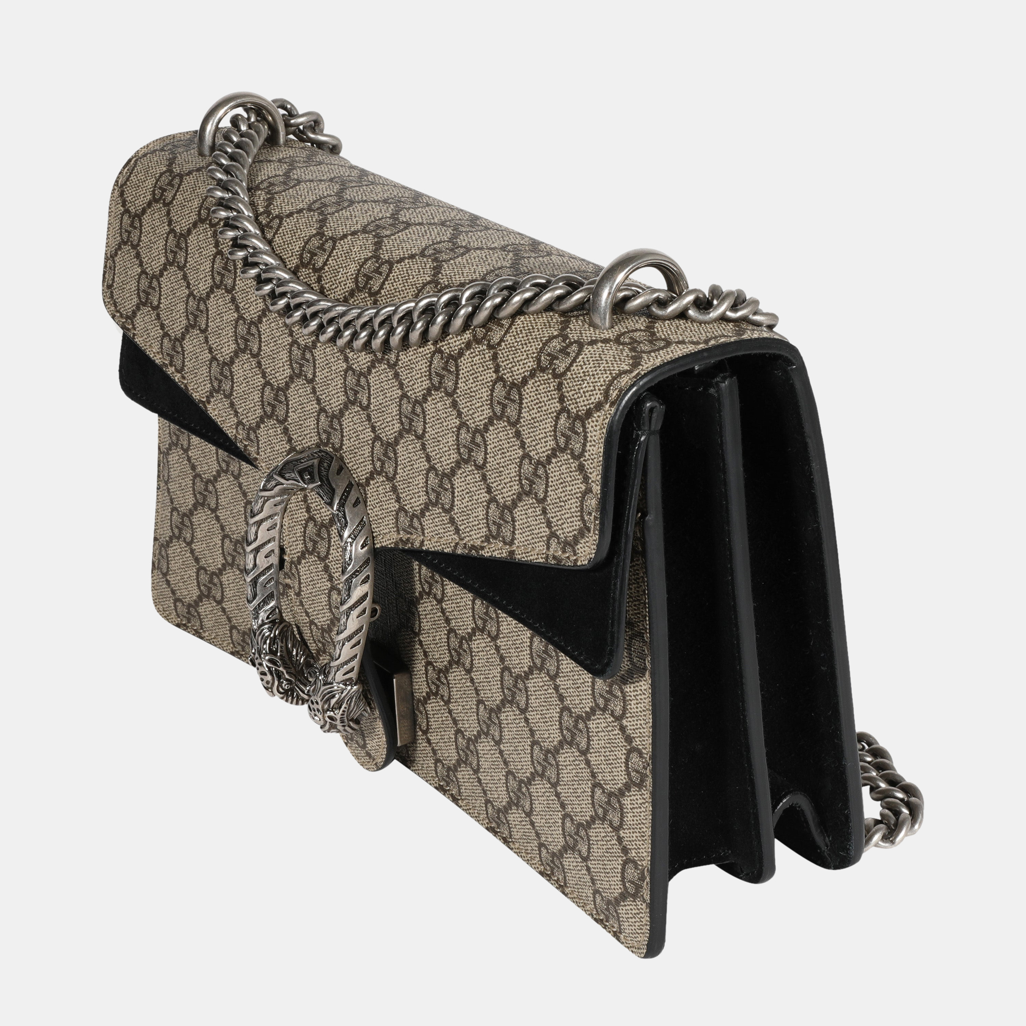 

Gucci Black/Beige GG Supreme Canvas and Suede Small Dionysus Shoulder Bag