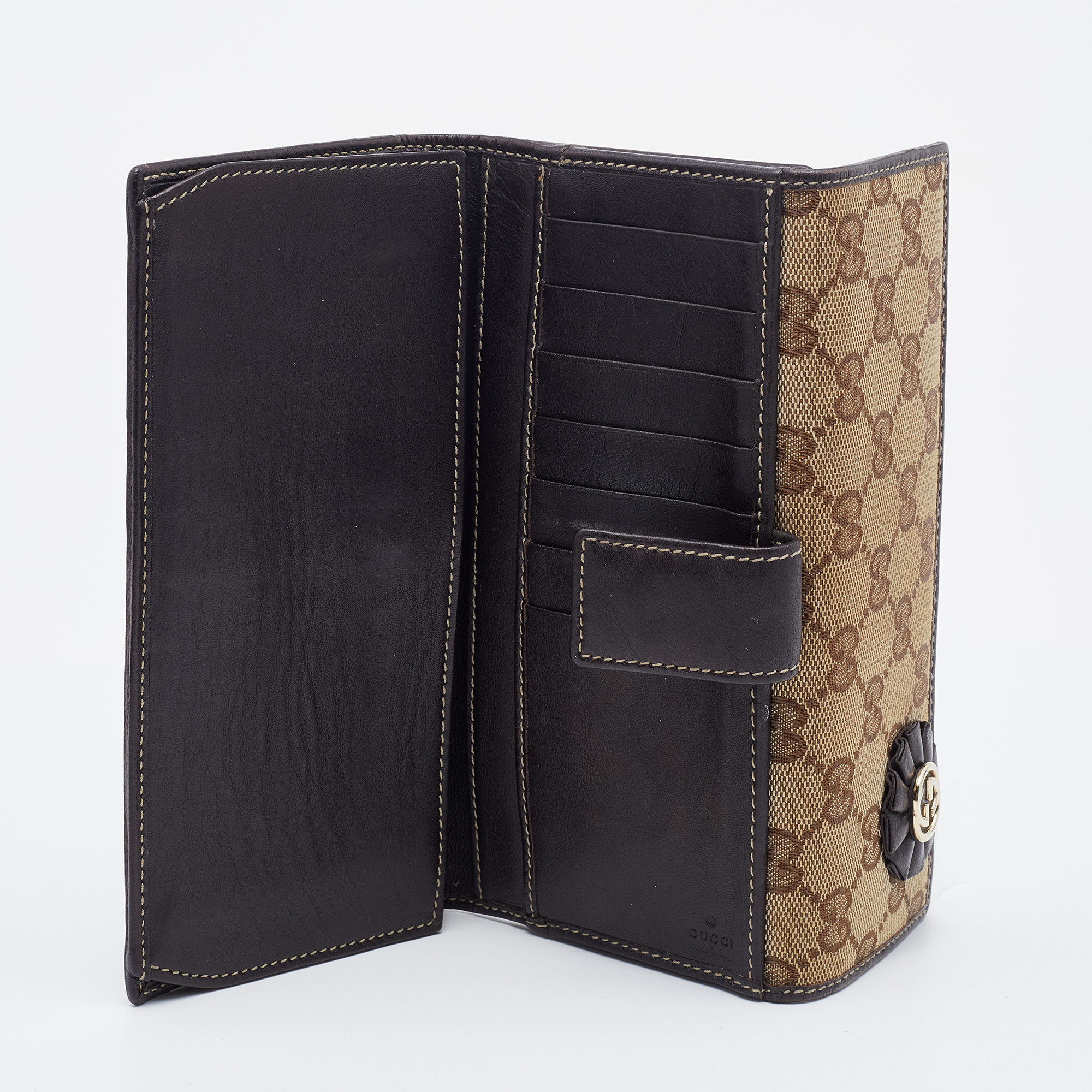 

Gucci Beige/Brown GG Canvas and Leather Flap Continental Wallet