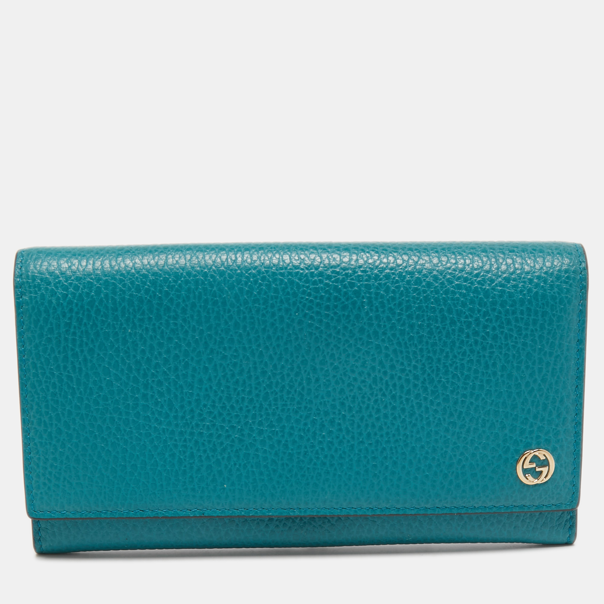 Pre-owned Gucci Blue Leather Flap Continental Wallet
