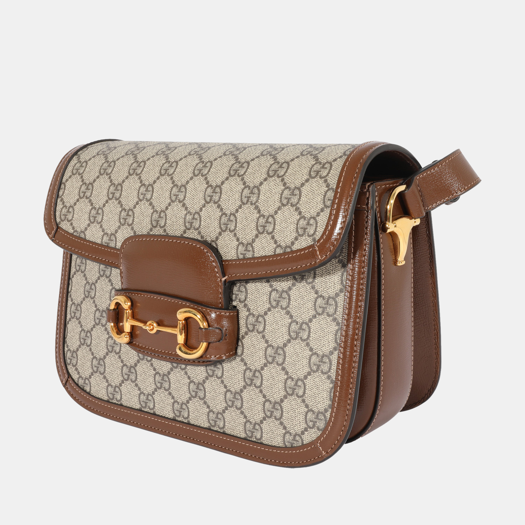 

Gucci GG Supreme 1955 Horsebit Shoulder Bag, Beige