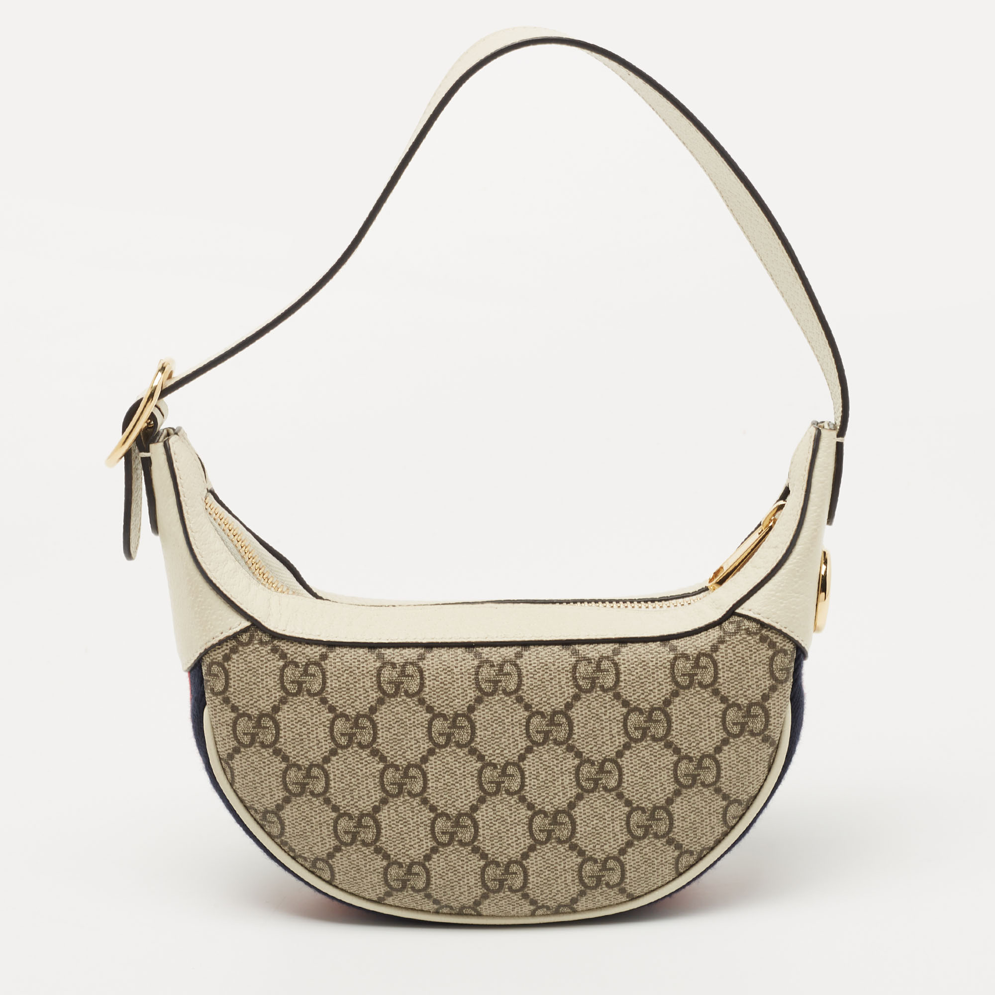 Pre Owned Gucci Beige/Cream GG Supreme Canvas and Leather Mini Ophidia Bag