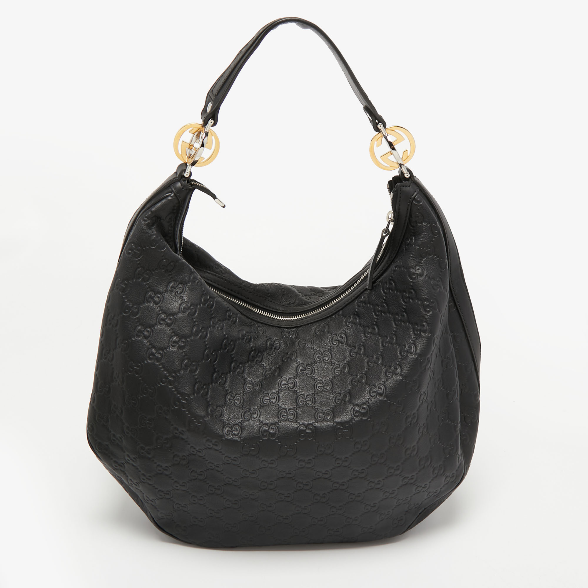 GUCCI Guccissima Large New Ladies Web Hobo Black 1296367