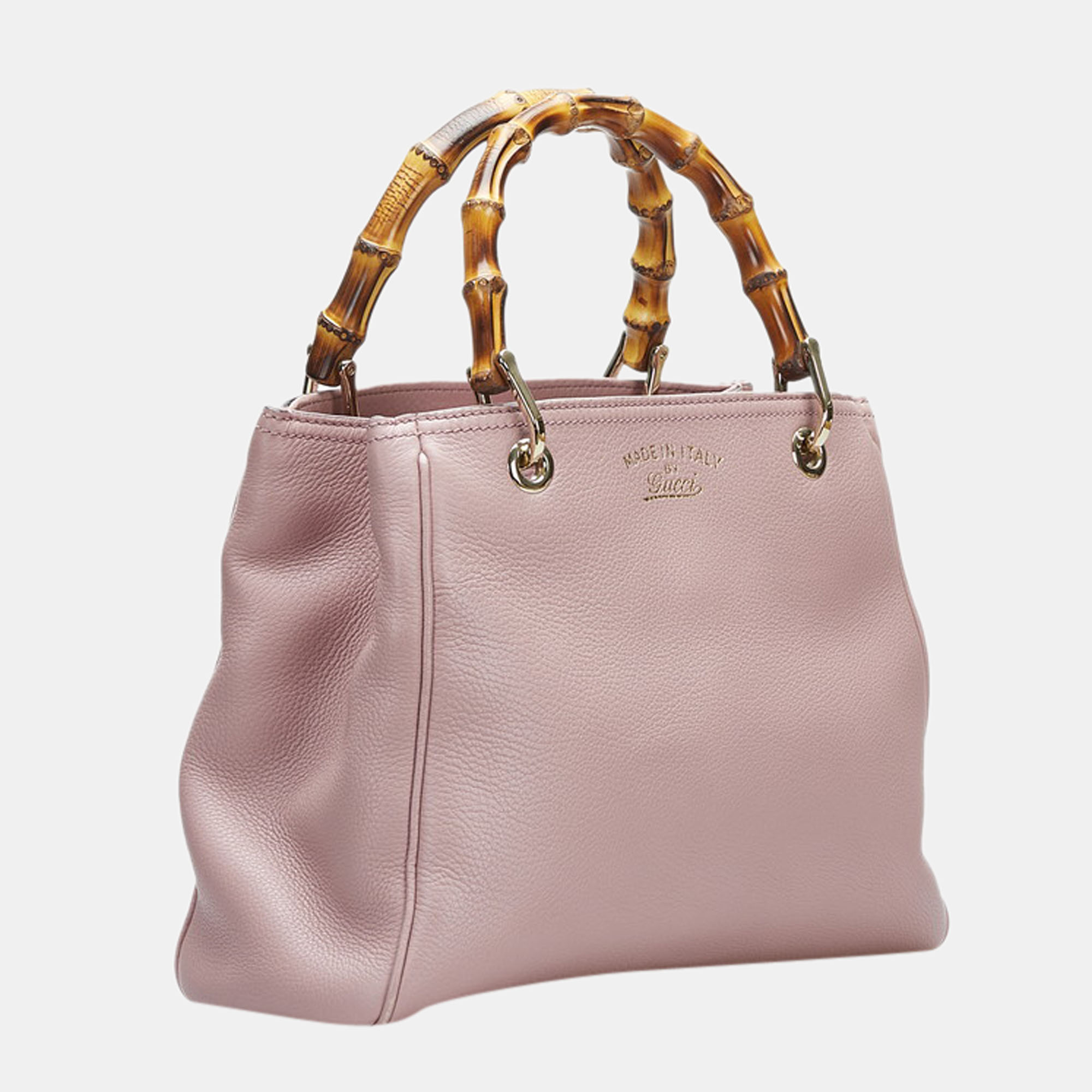 

Gucci Pink Leather Bamboo Shopper Tote Bag