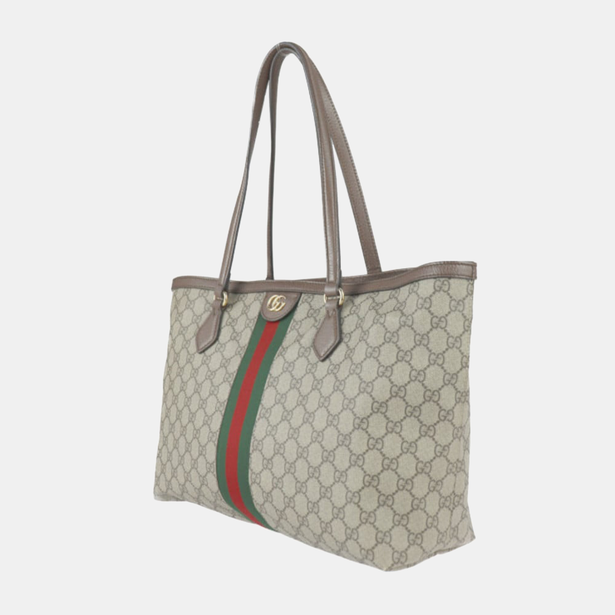 

Gucci Beige Coated Canvas Leather Medium GG Ophidia Tote Bag