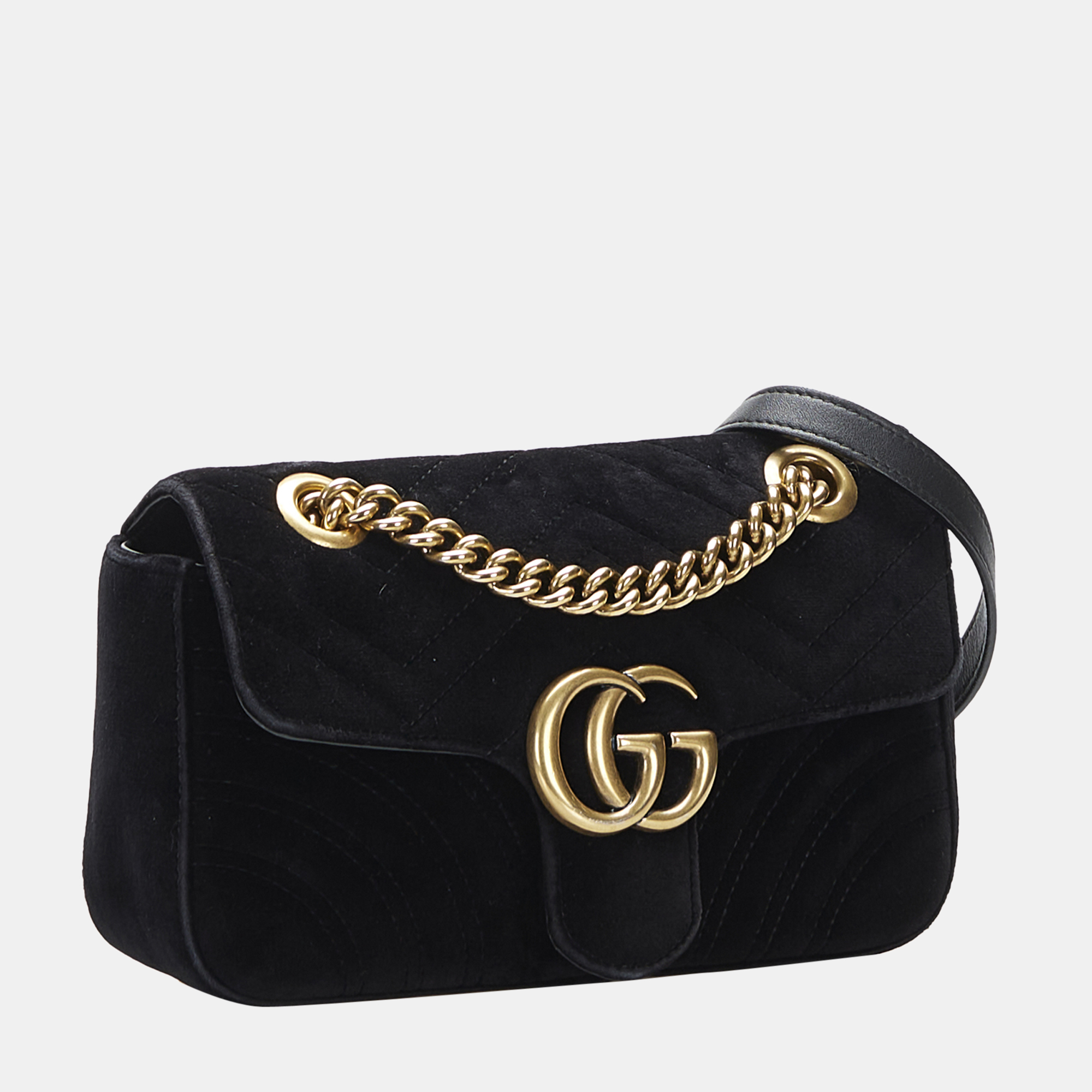 

Gucci Black GG Marmont Matelasse Velvet Shoulder Bag
