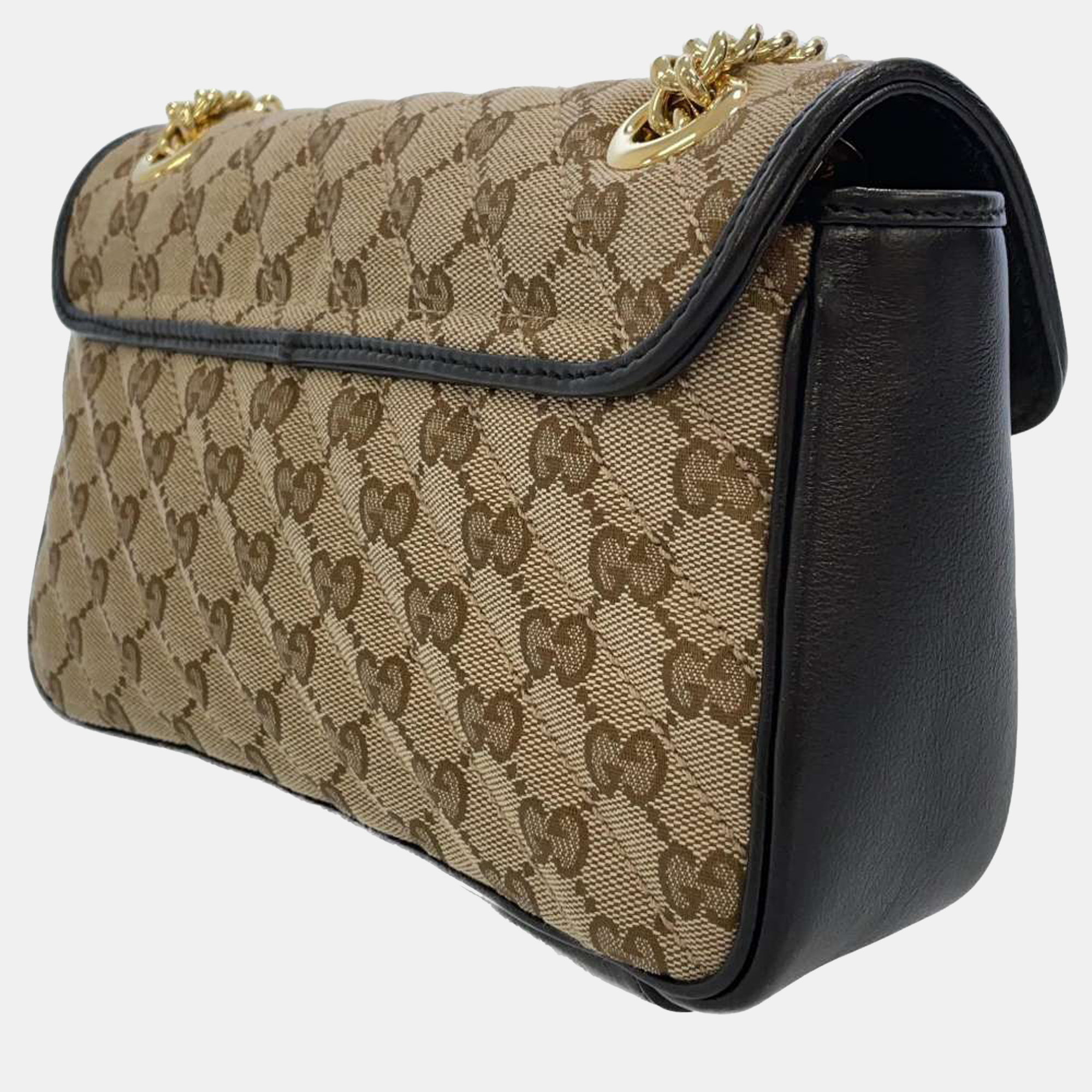 

Gucci Beige/Brown GG Canvas and Leather GG Marmont Chain Shoulder Bag