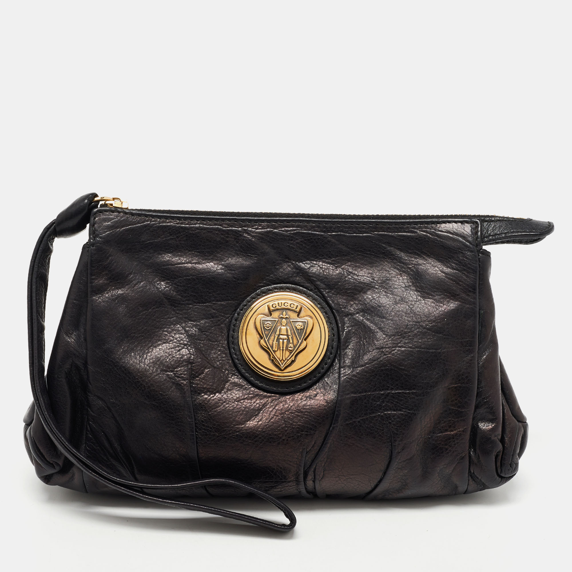 Pre-owned Gucci Black Leather Small Hysteria Pouch