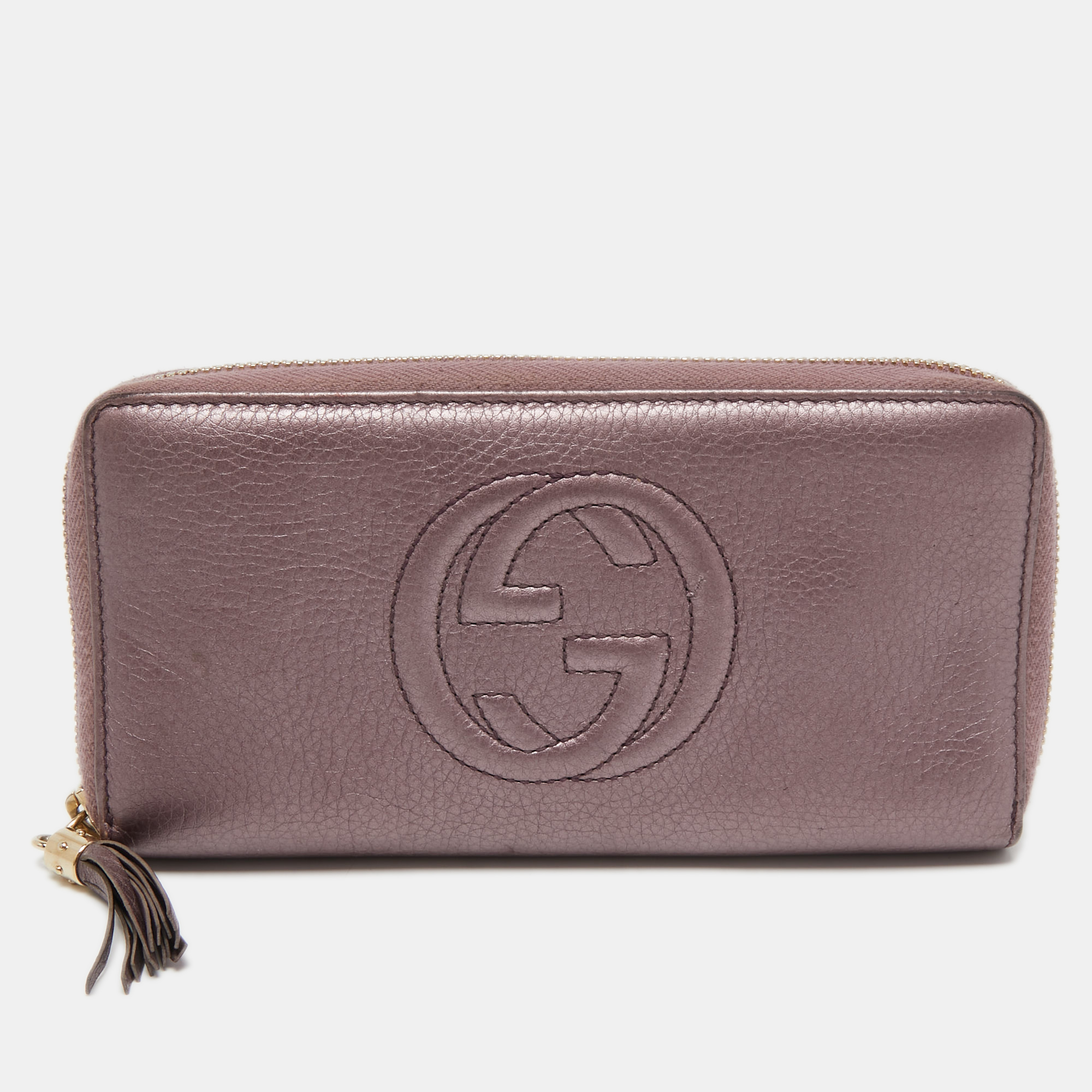 Pre-owned Gucci Purple Leather Soho Continental Wallet