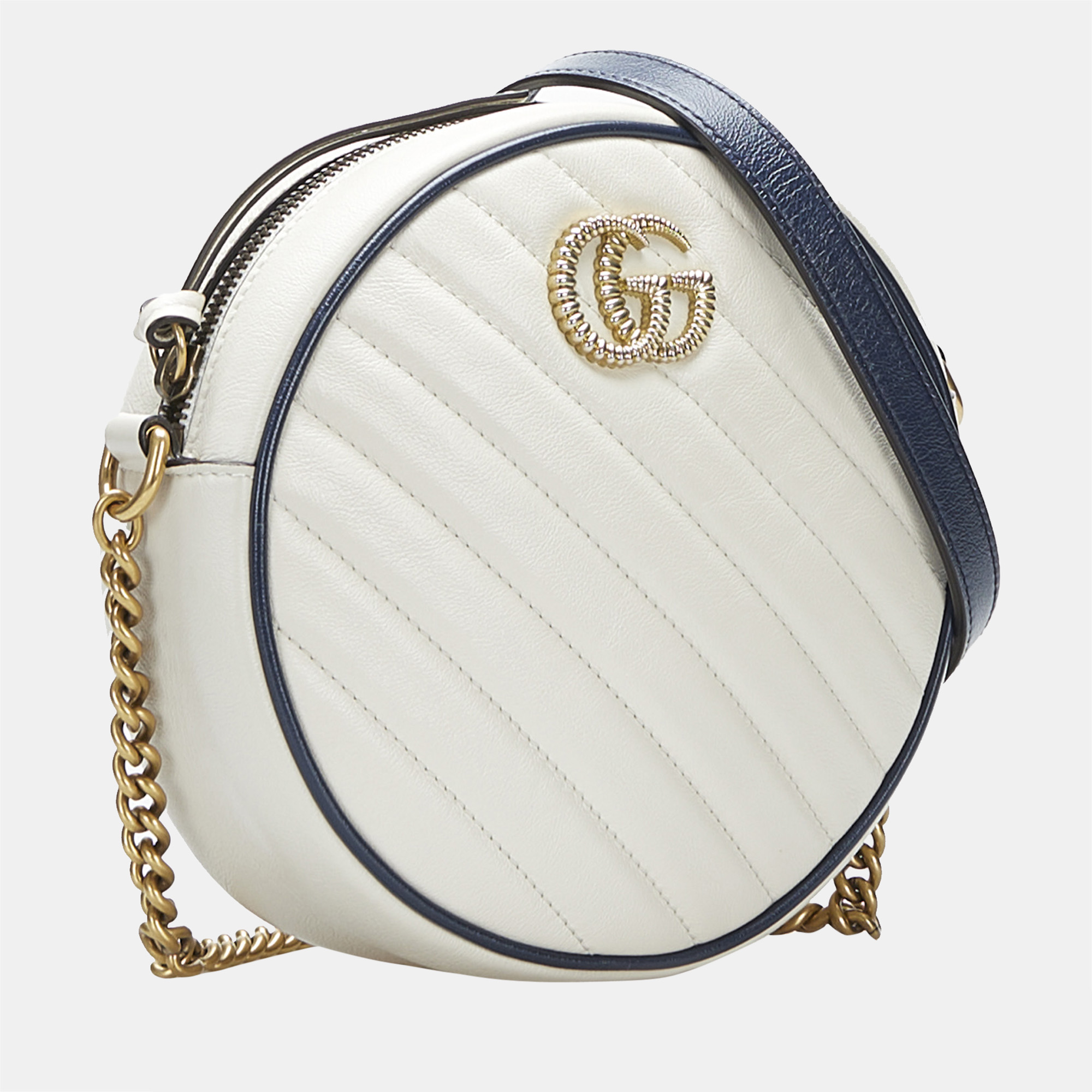 

Gucci White GG Marmont Round Crossbody