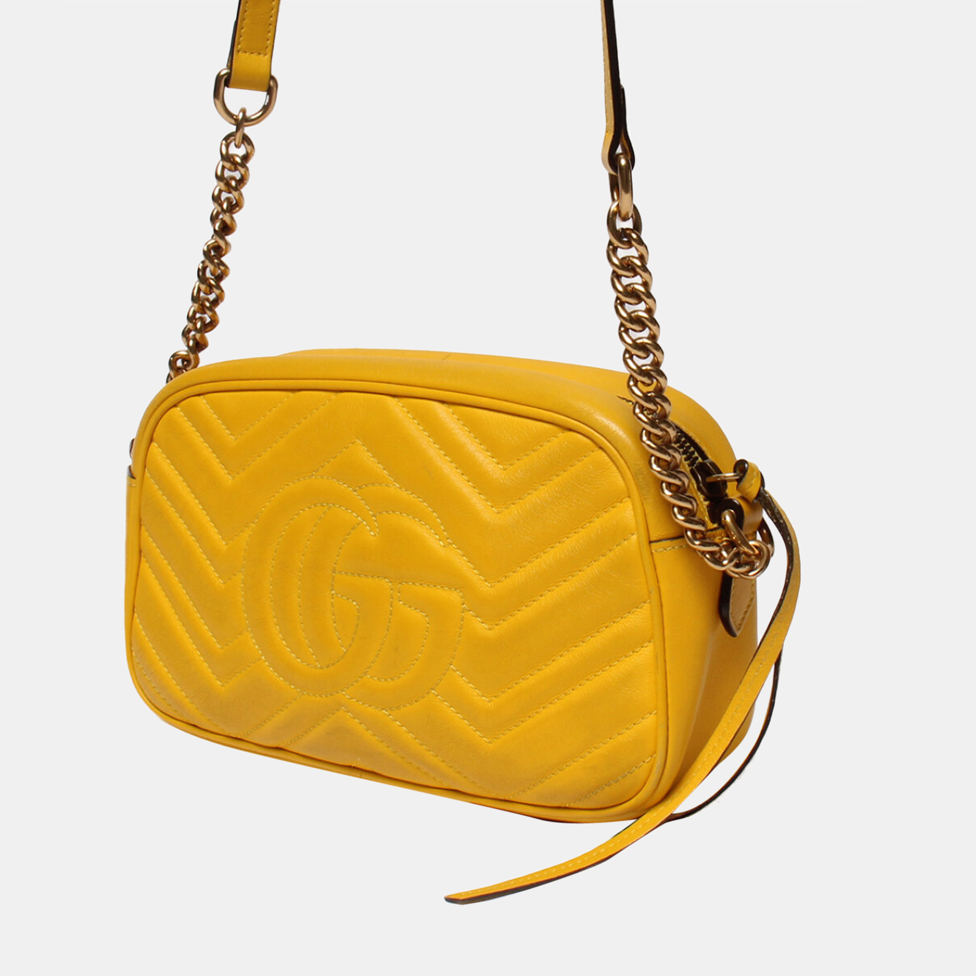 

Gucci Yellow Leather GG Marmont Shoulder Bag
