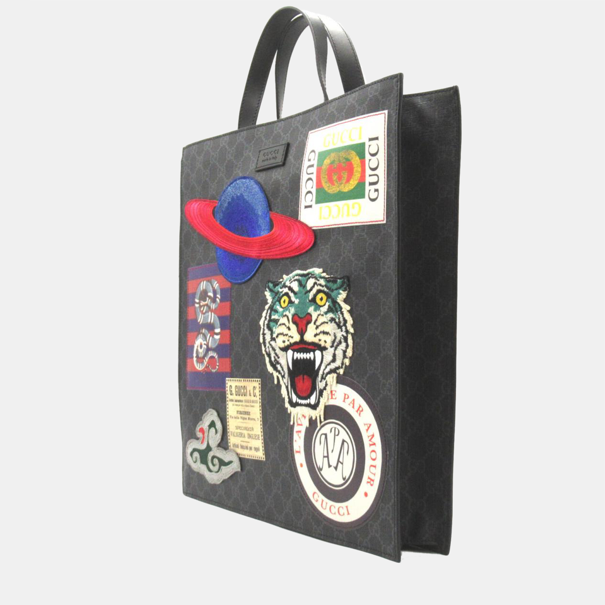 

Gucci Black Canvas GG Supreme Night Courrier Tote Bag