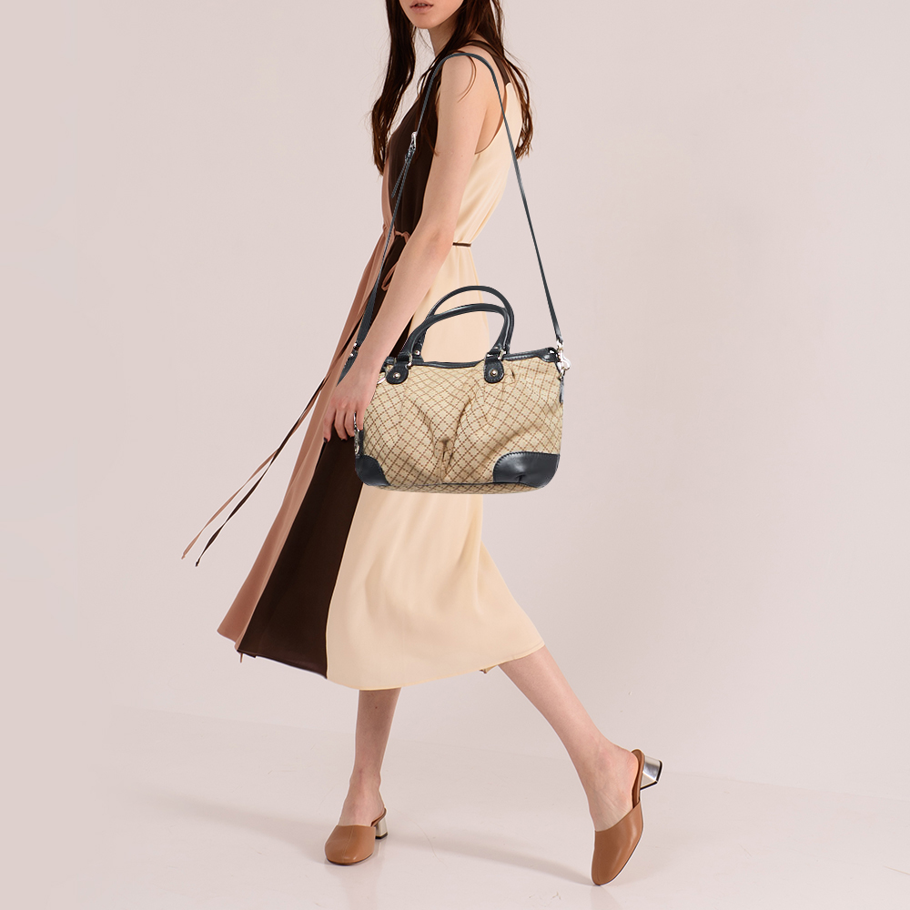 

Gucci Black/Beige Diamond Canvas and Leather Medium Sukey Tote