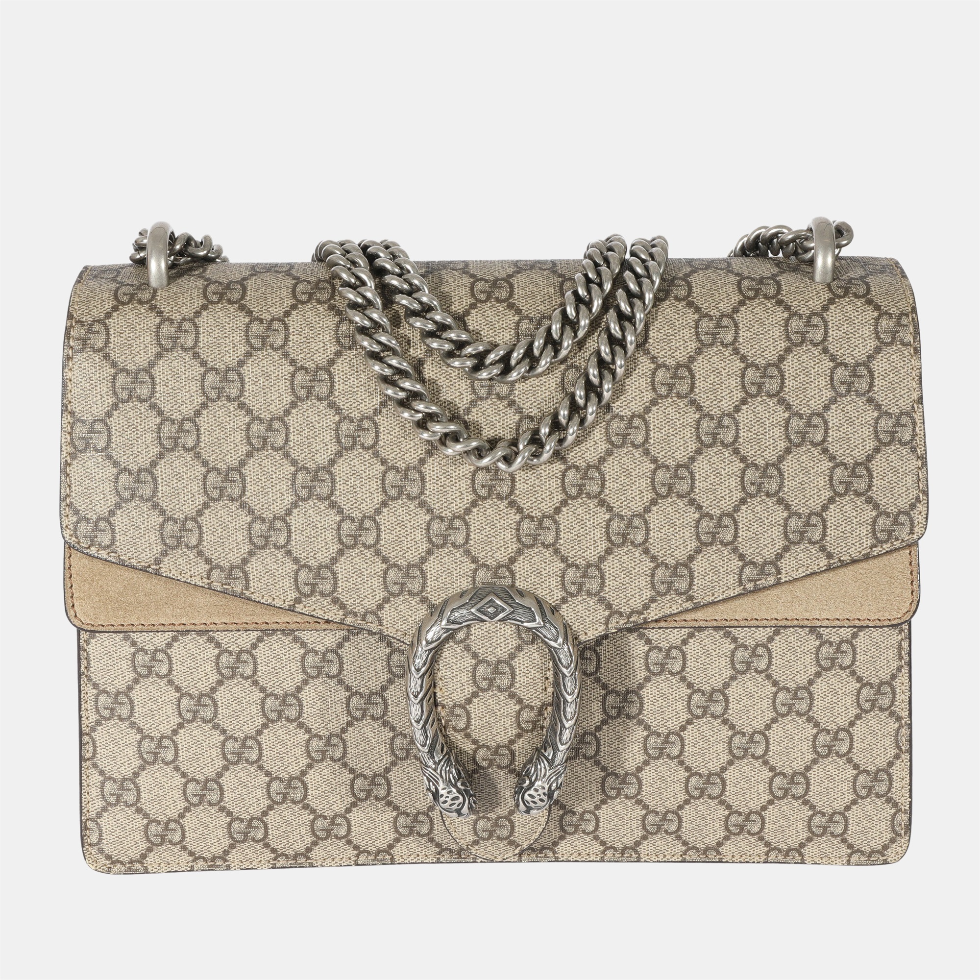 Pre-owned Gucci Beige Gg Canvas Medium Dionysus Shoulder Bag