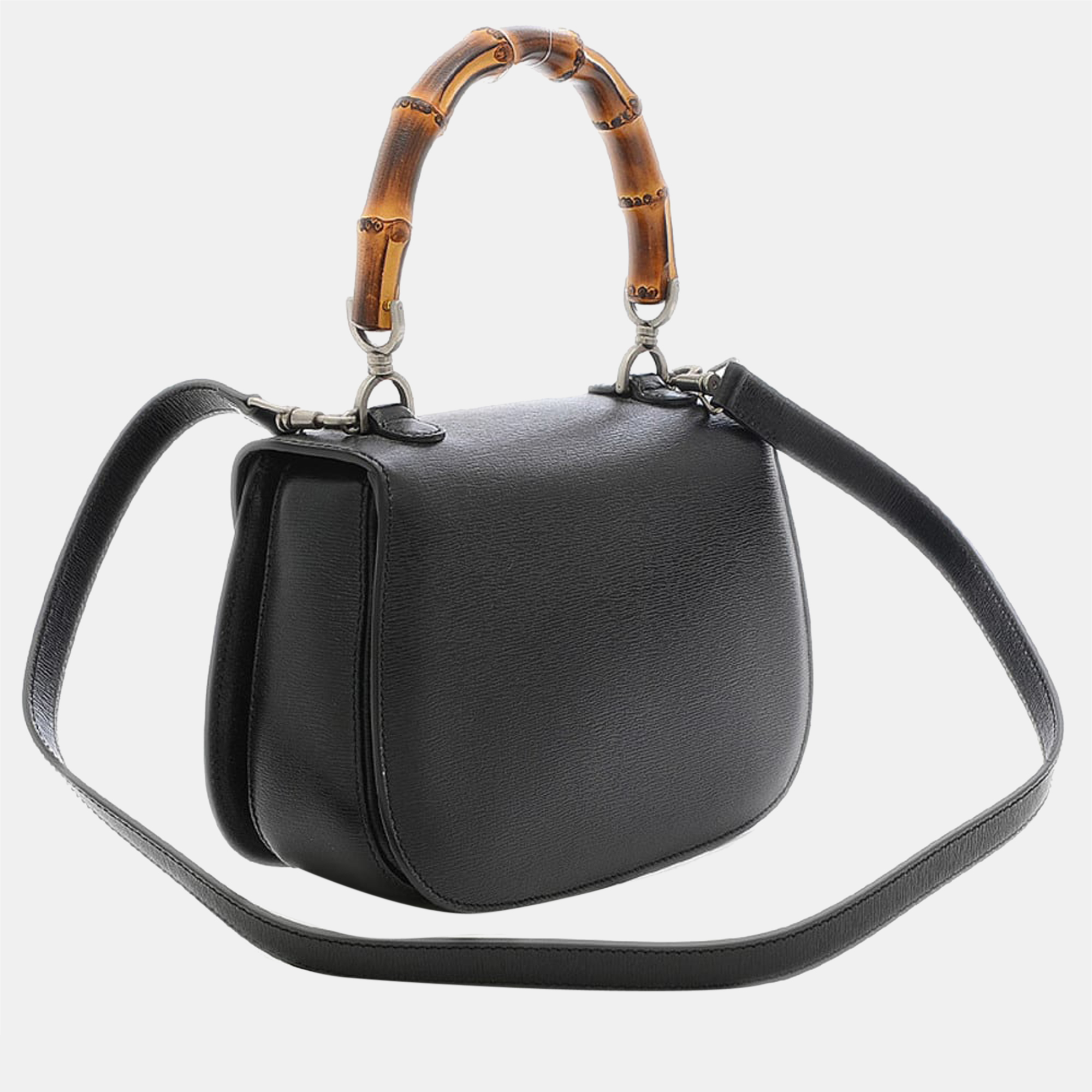 

Gucci Black Leather Classic Bamboo Top Handle Bag