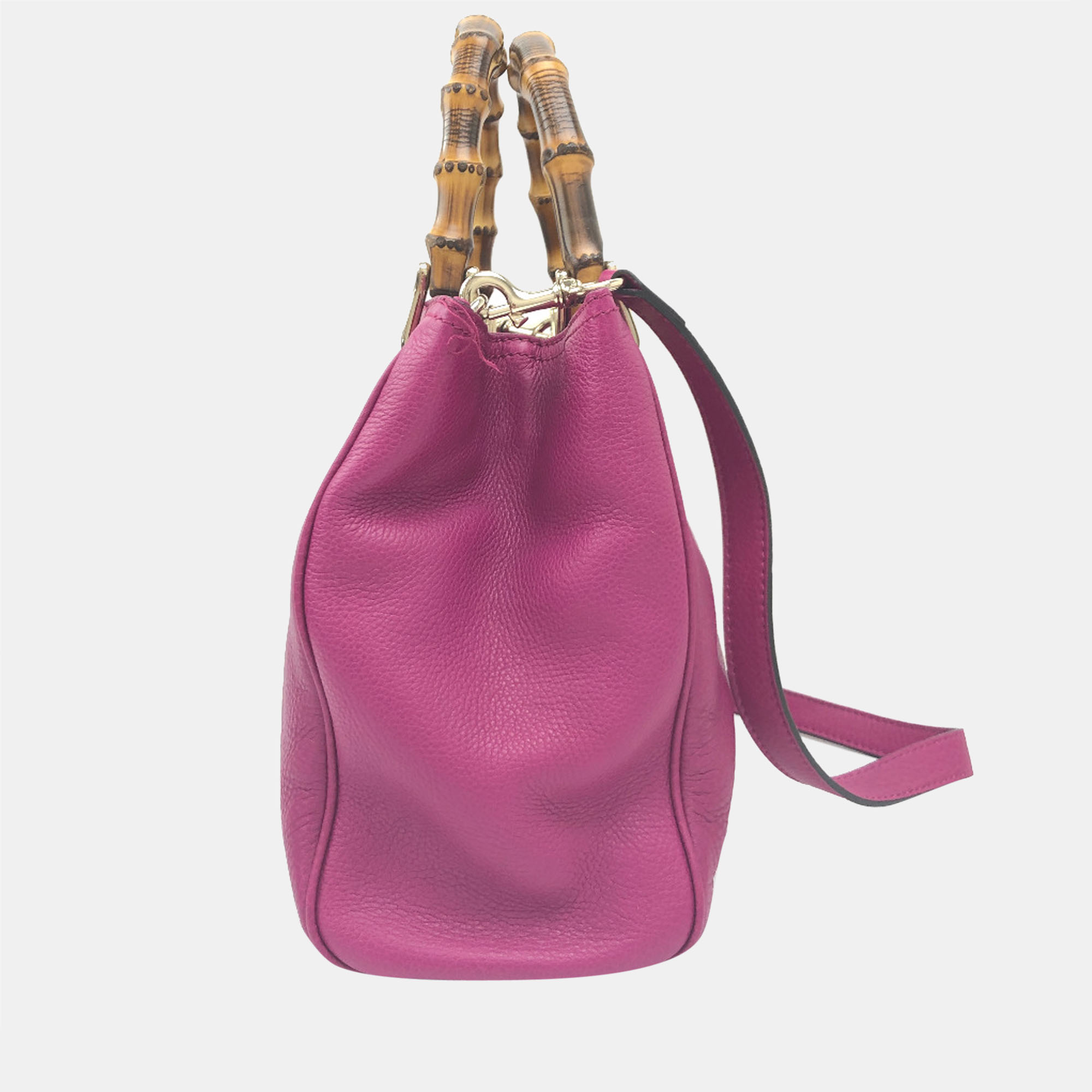 

Gucci Pink Leather Bamboo Shopper Tote Bag