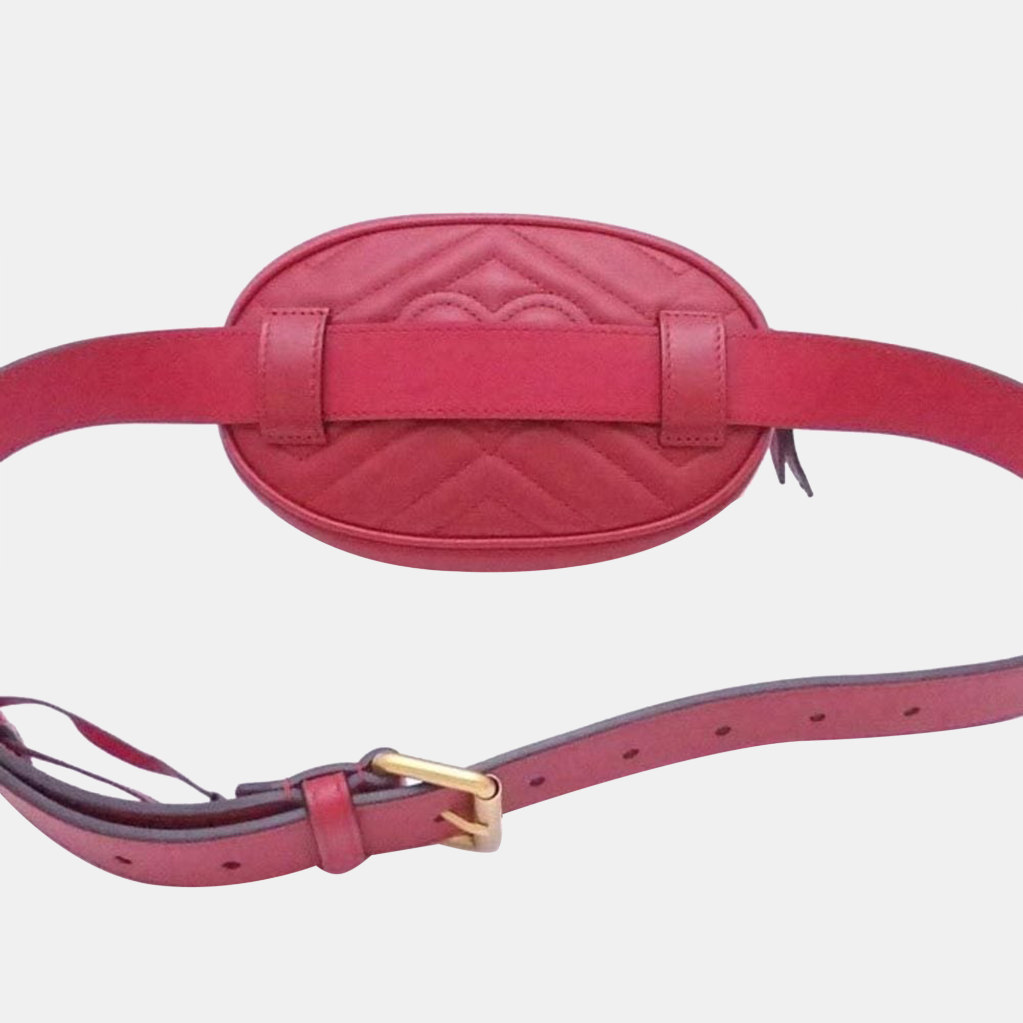 

Gucci Red Leather GG Marmont Belt Bag