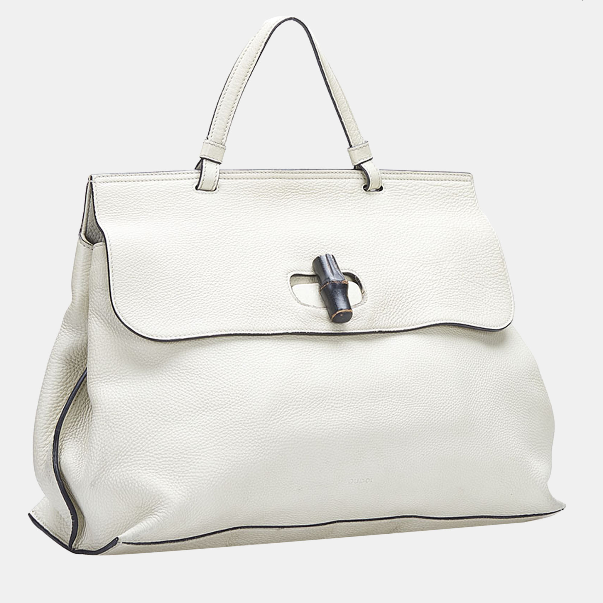 

Gucci White Bamboo Daily Top Handle Bag