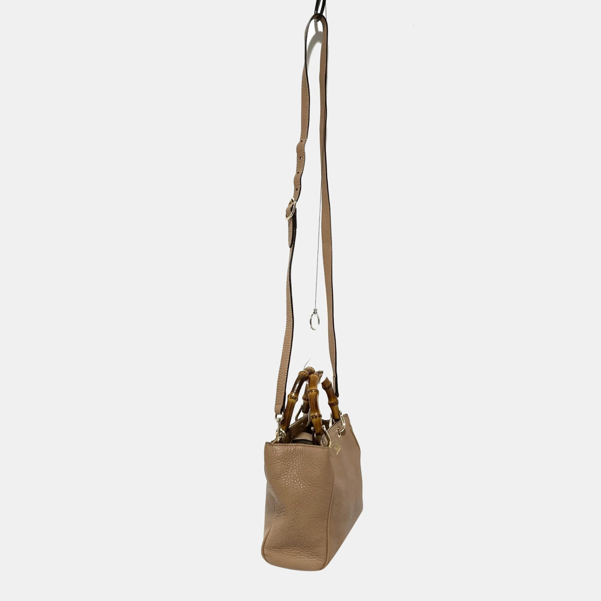 

Gucci Beige Leather Bamboo Shopper Small Tote Bag