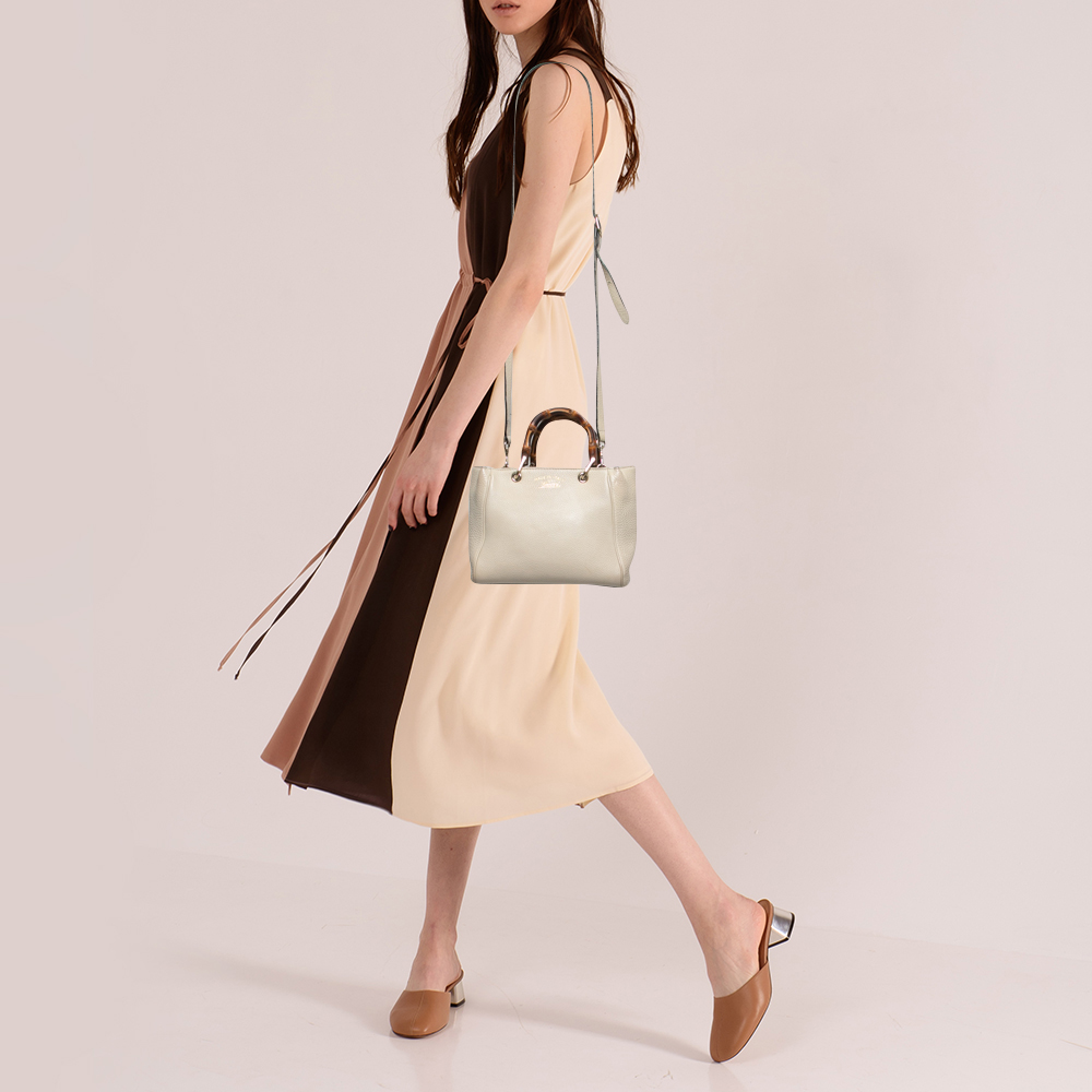 

Gucci Off White Leather Mini Bamboo Tote