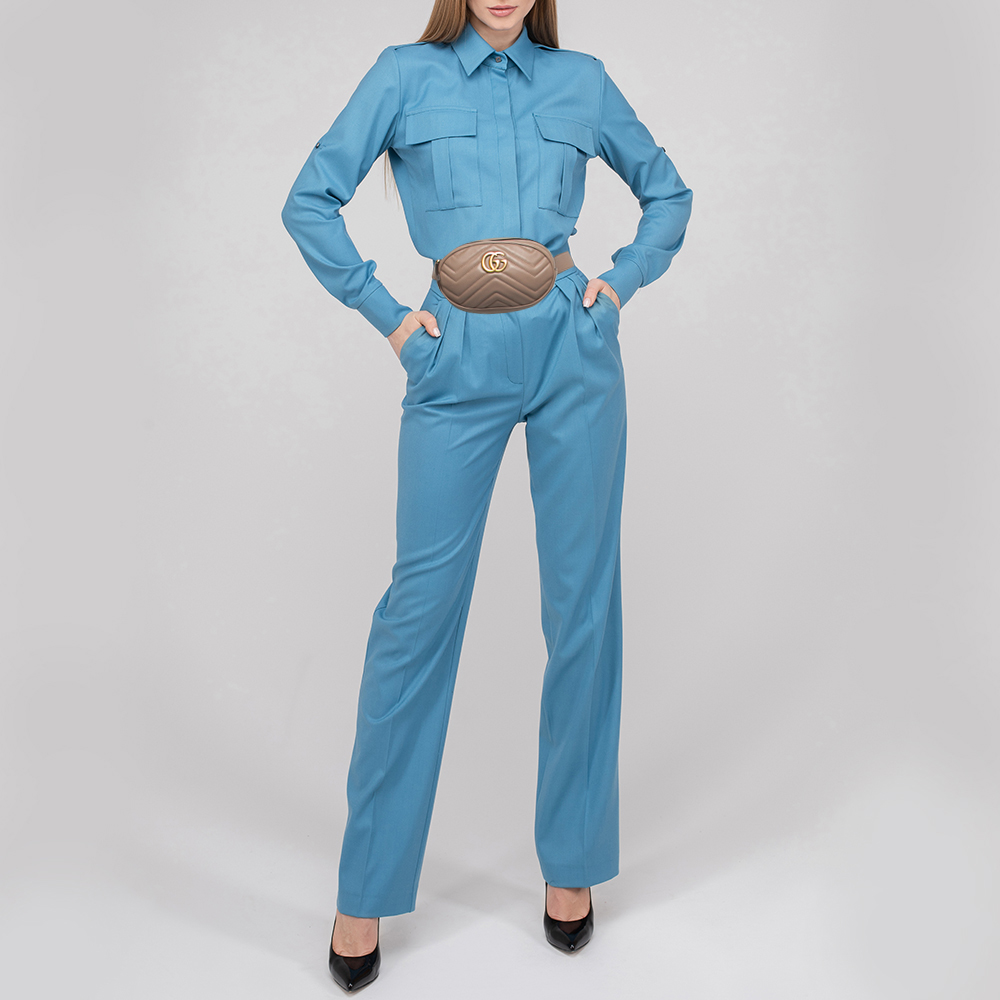 

Gucci Beige Matelassé Leather Mini GG Marmont Belt Bag