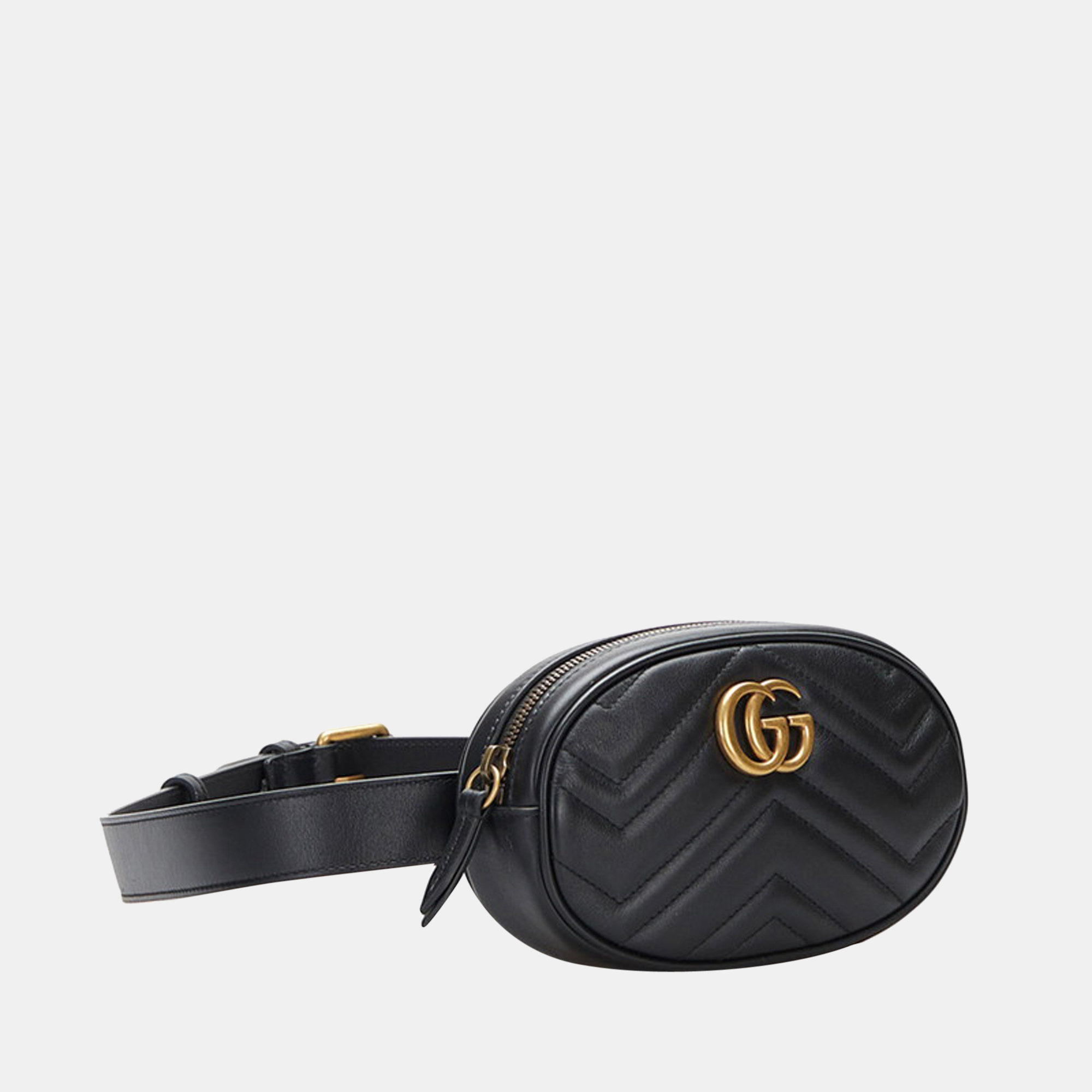 

Gucci Black Leather GG Marmont Belt Bag