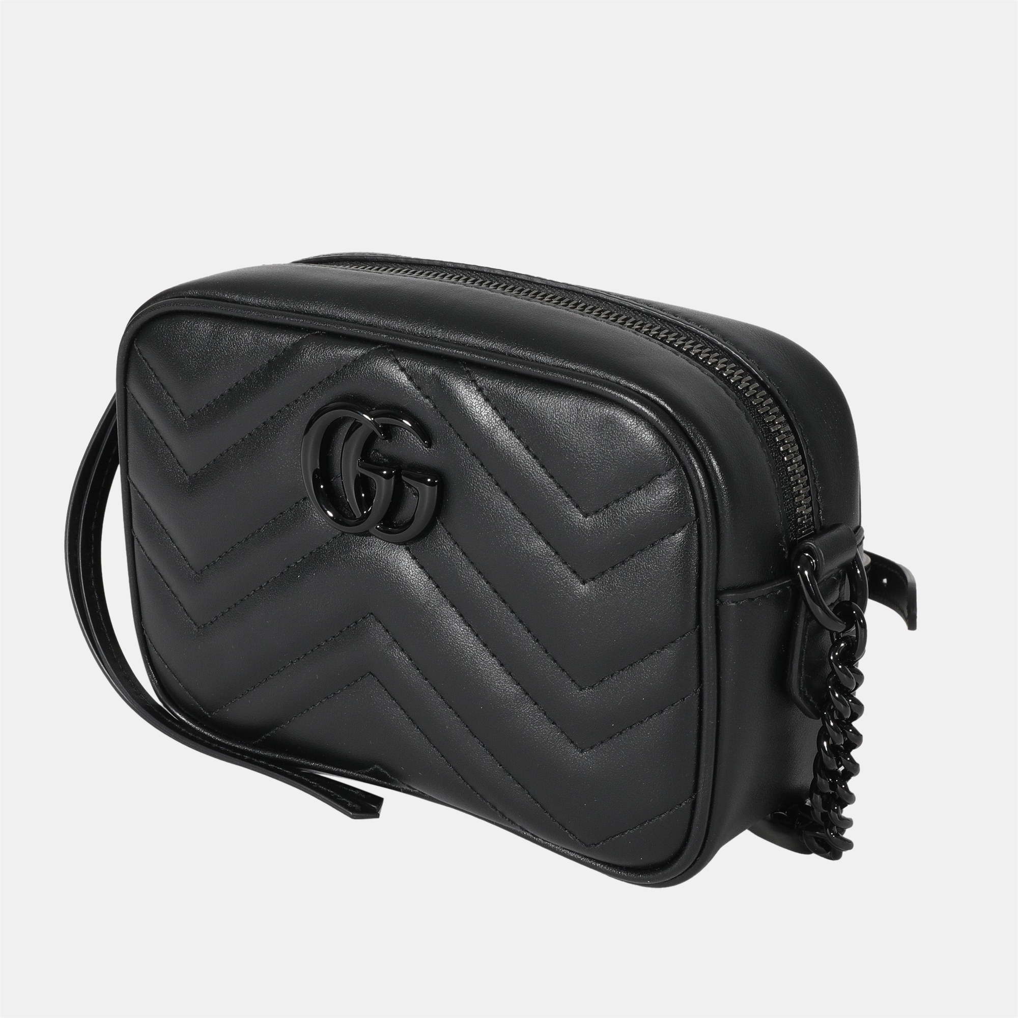 

Gucci Black Leather GG Marmont Mini Shoulder Bag