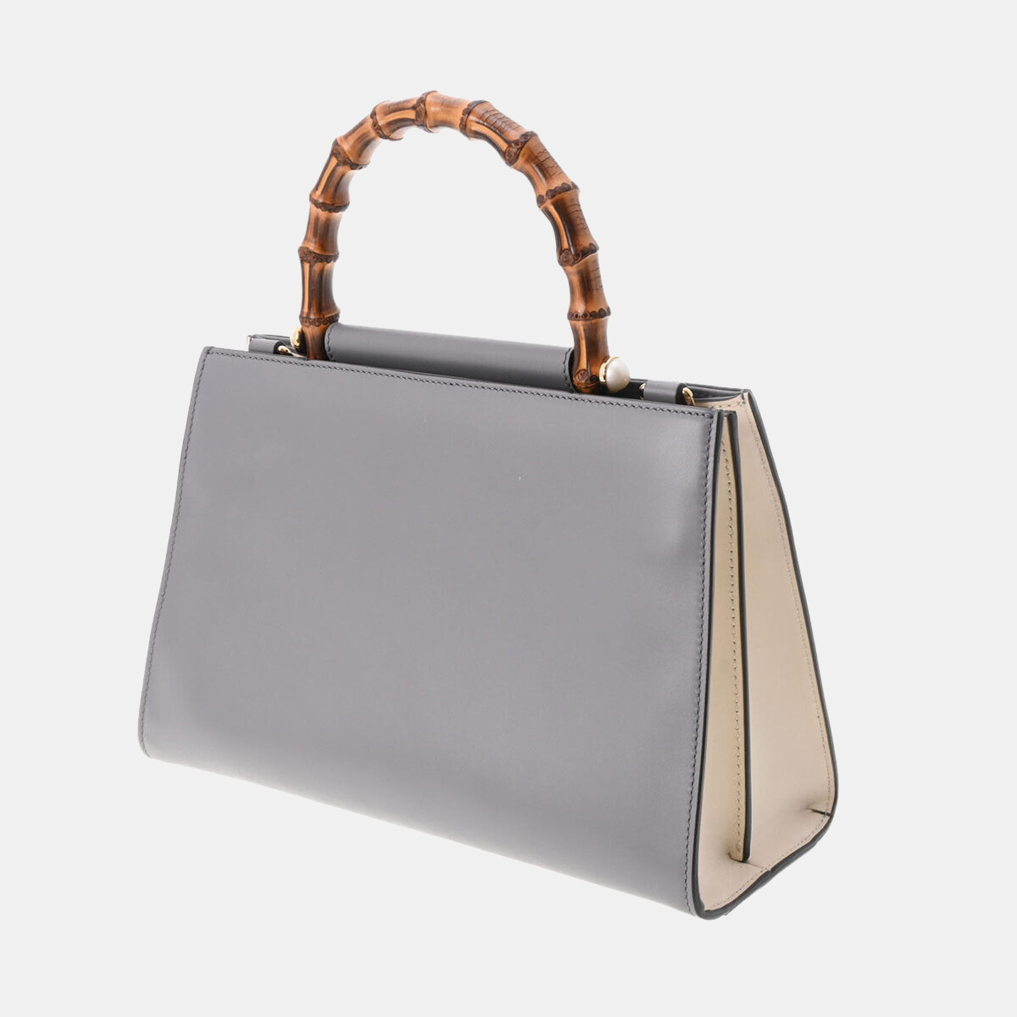 

Gucci Grey leather bamboo Top Handle Bag