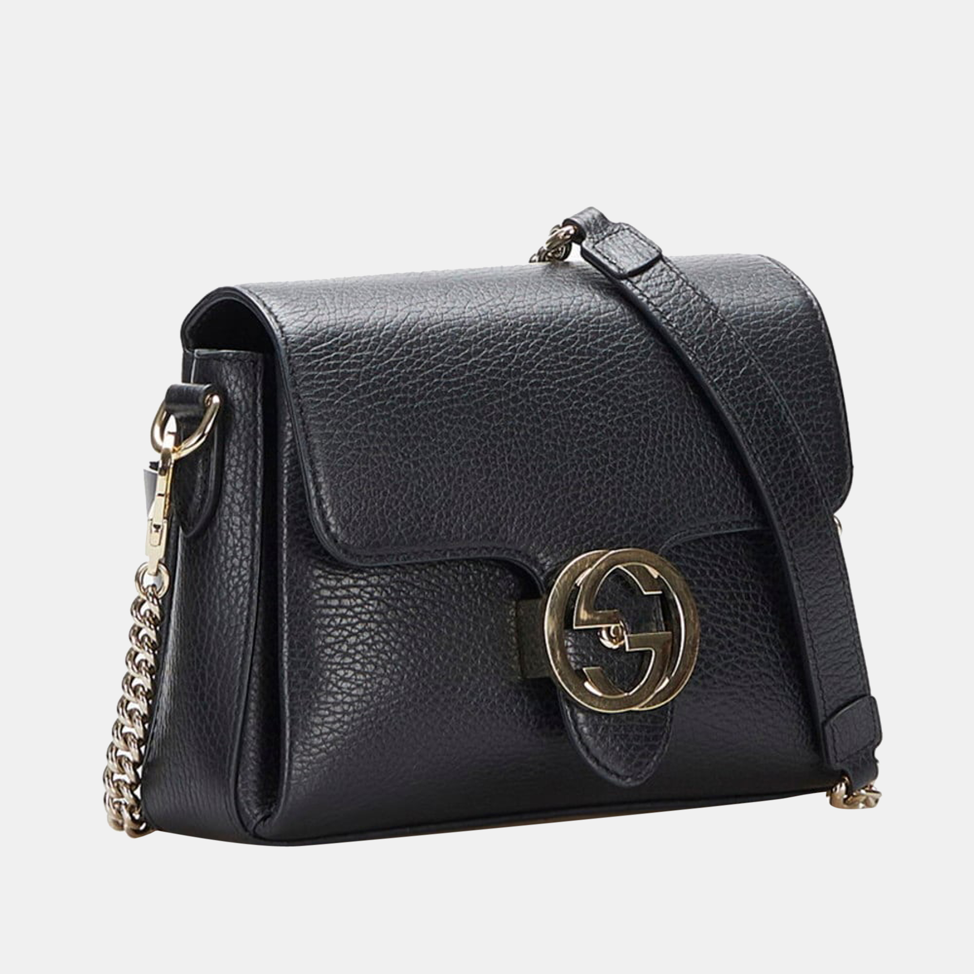 

Gucci Black Leather Interlocking G Chain Shoulder Bag