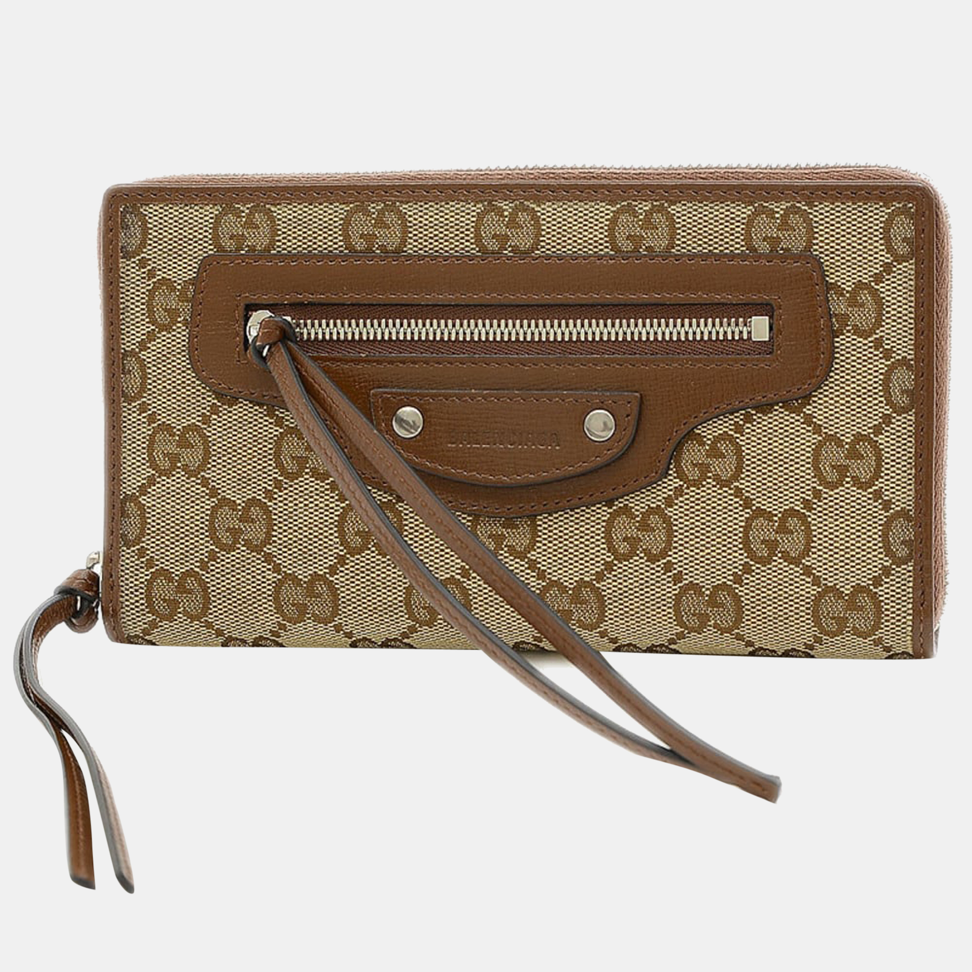 Gucci x Balenciaga Beige/Ebony Canvas and Brown Leather The Hacker Project Neo Classic Card Case Wallet