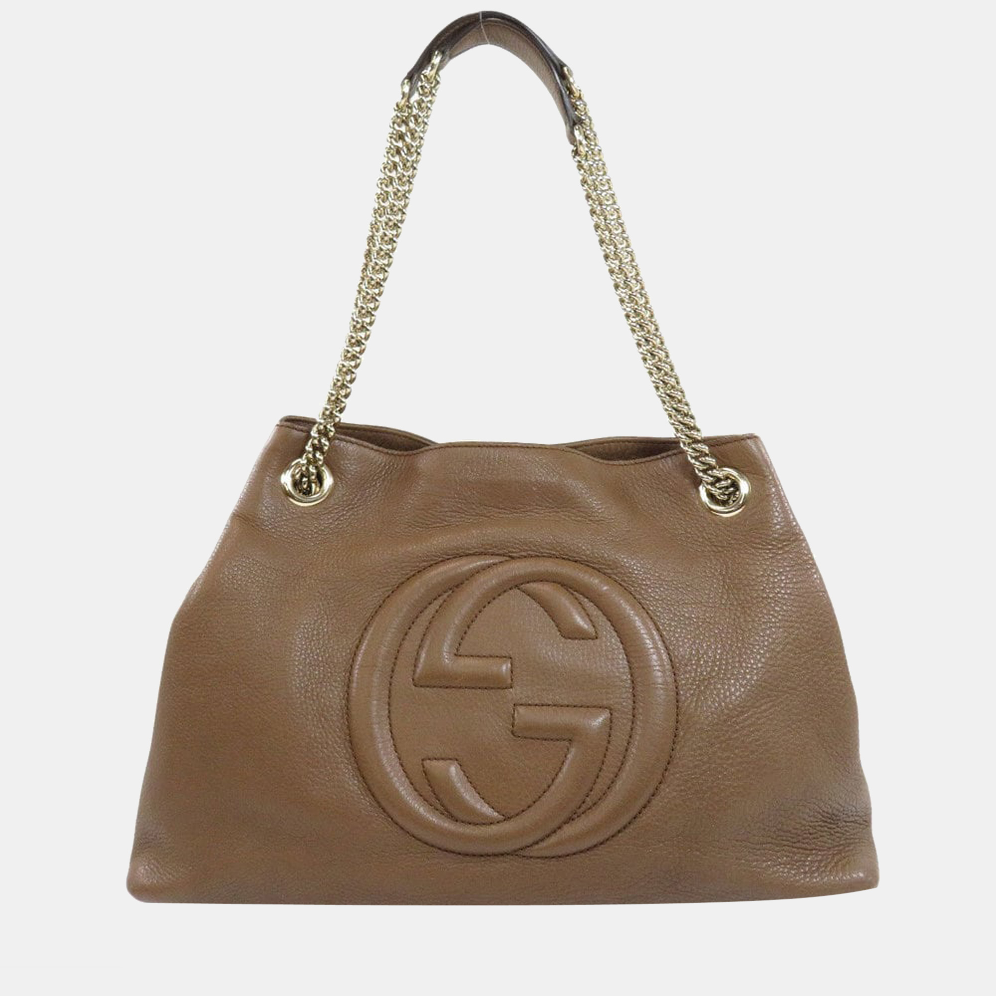 Pre-owned Gucci Brown Leather Medium Chain Soho Shoulder Bag
