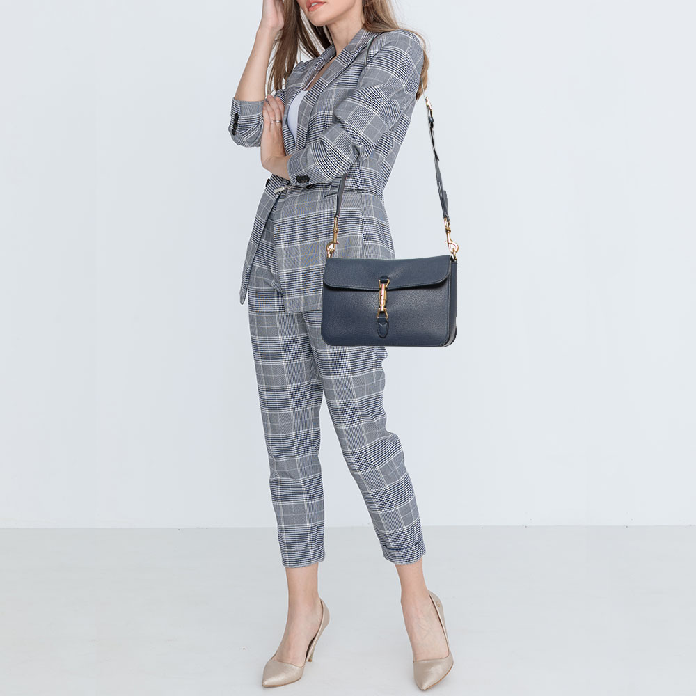 

Gucci Navy Blue Leather Soft Jackie Shoulder Bag